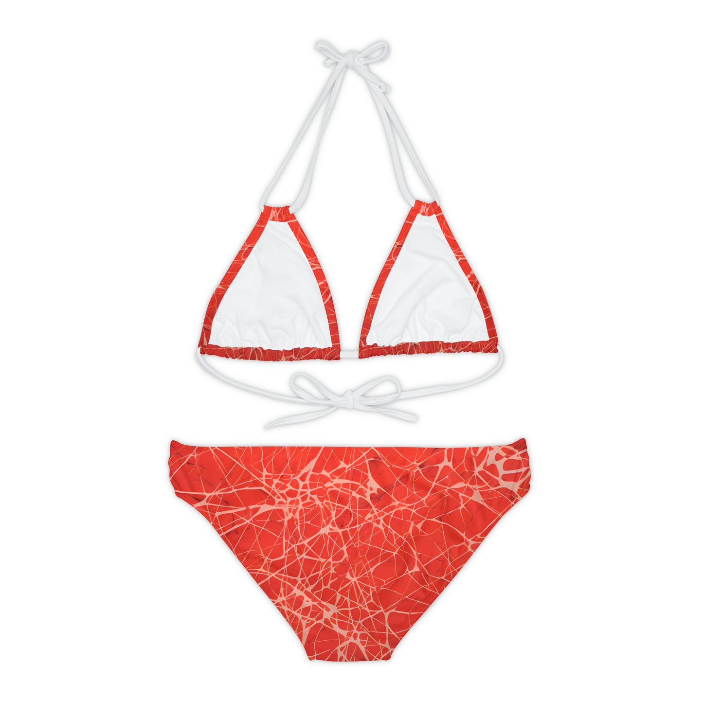 Red Fractured Strappy Bikini Set