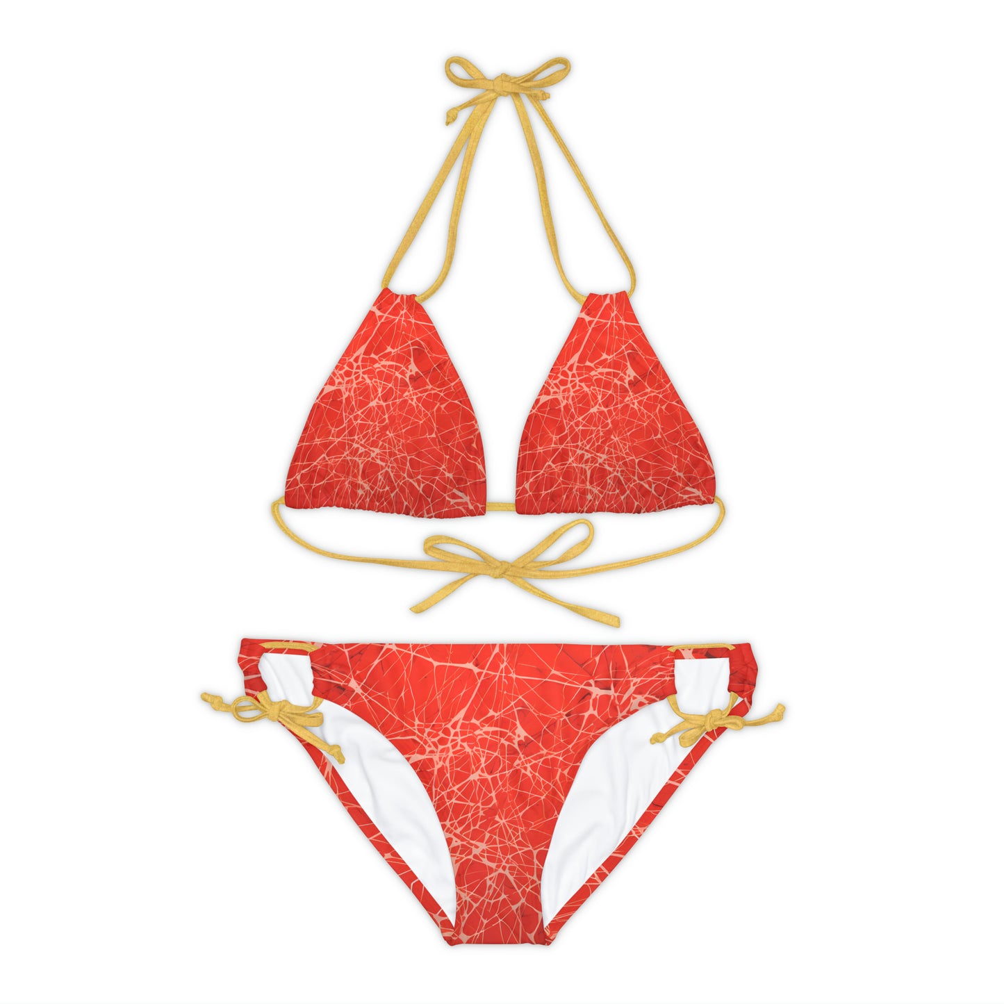 Red Fractured Strappy Bikini Set