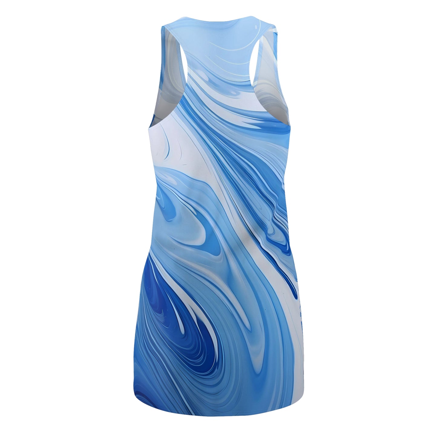 Blue and White Fluid Racerback Dress