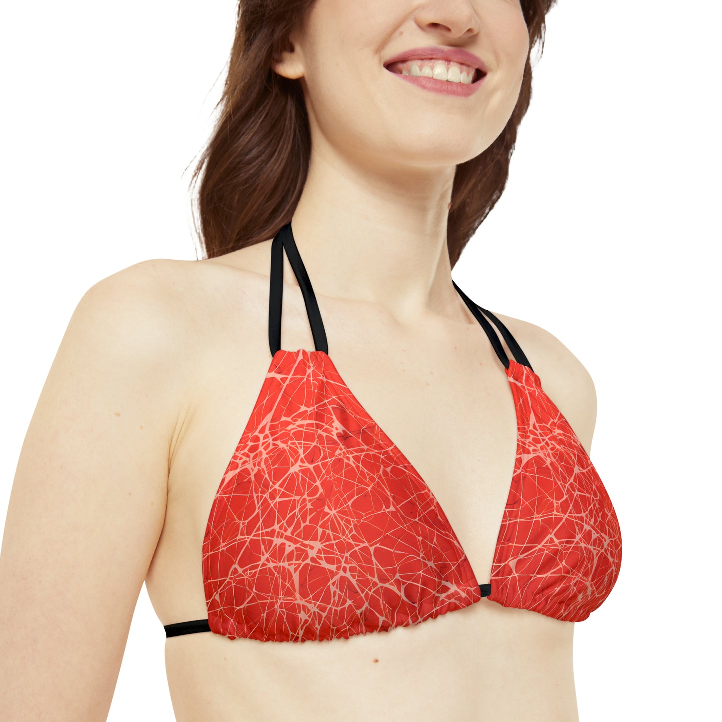 Red Fractured Strappy Bikini Set