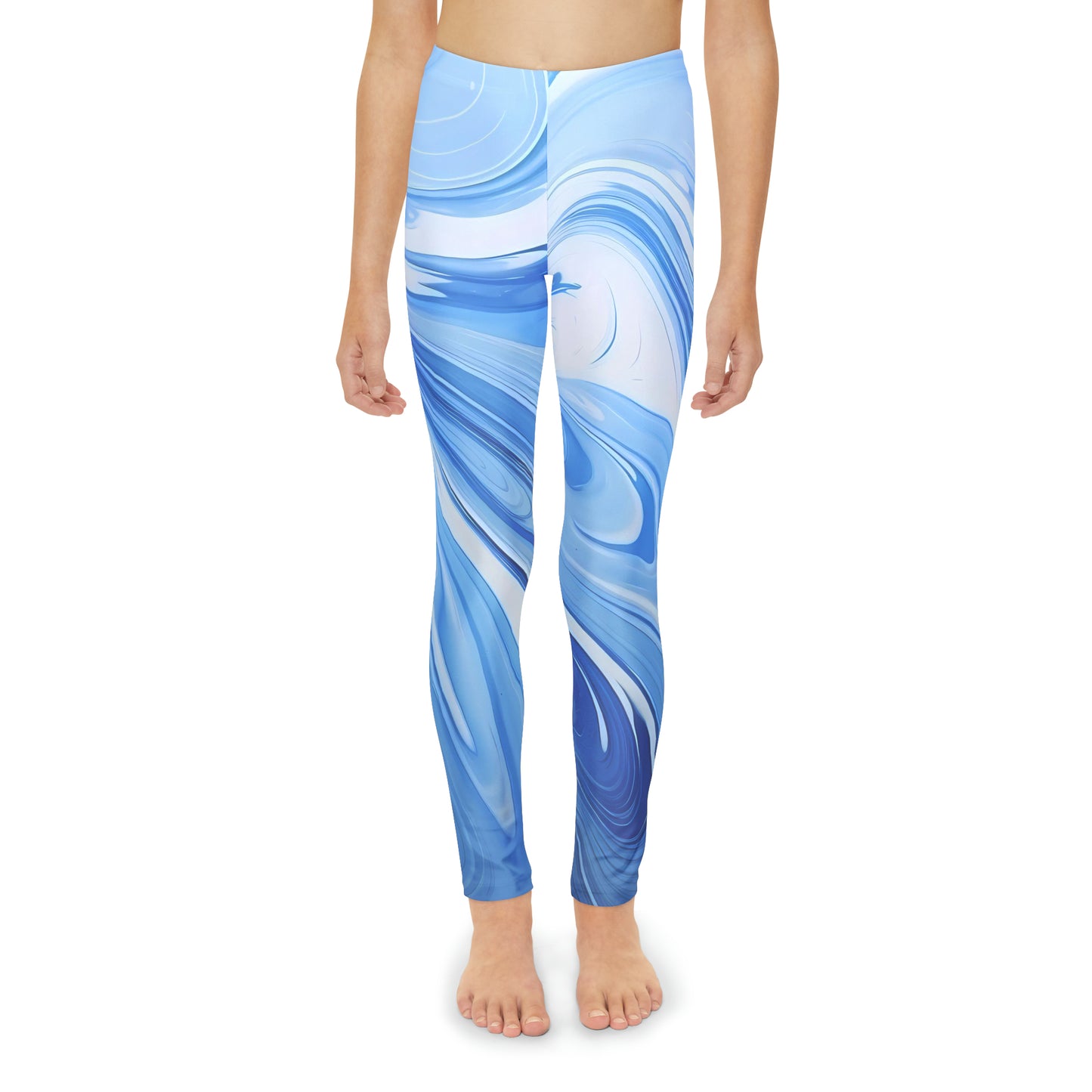 Blue and White Fluid Girls Leggings