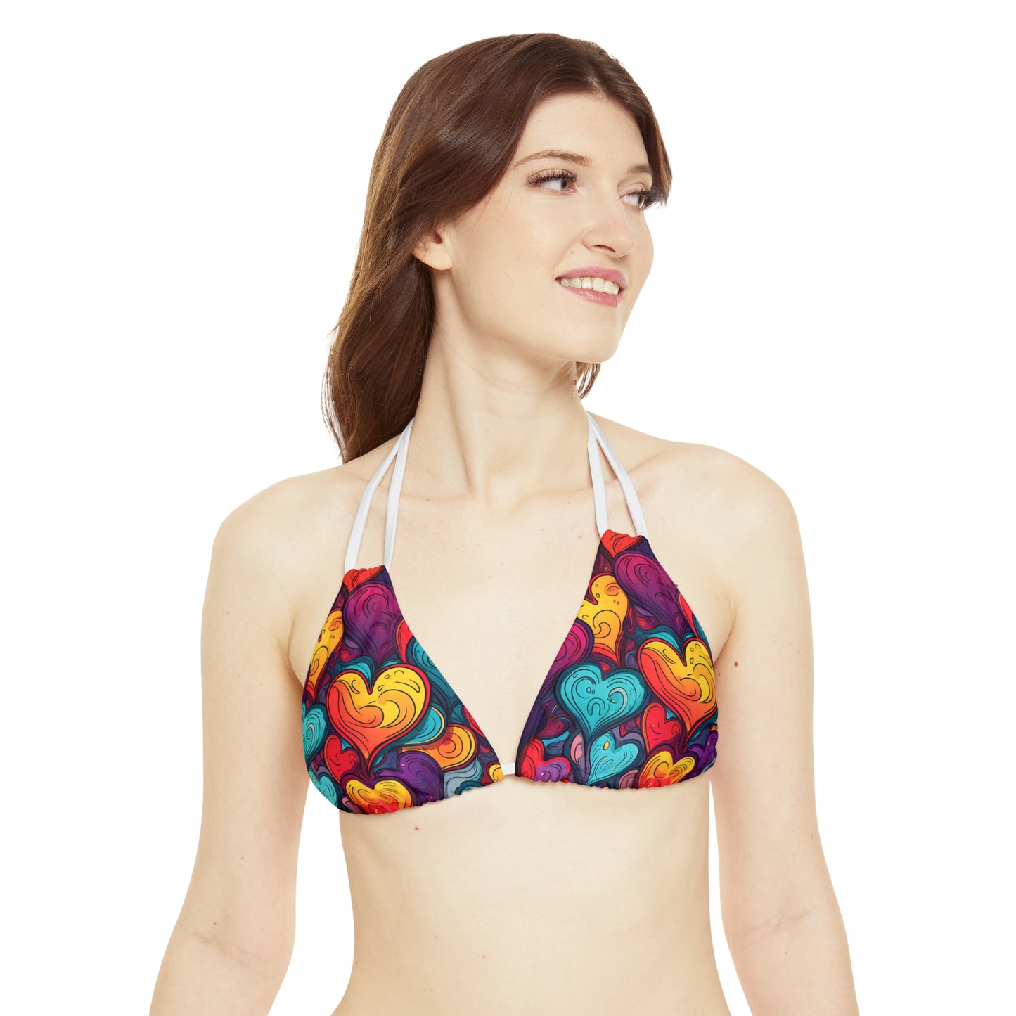 Colorful Hearts Strappy Bikini Set