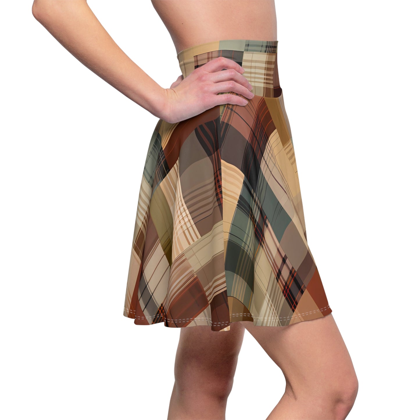 Abstract Plaid Skater Skirt