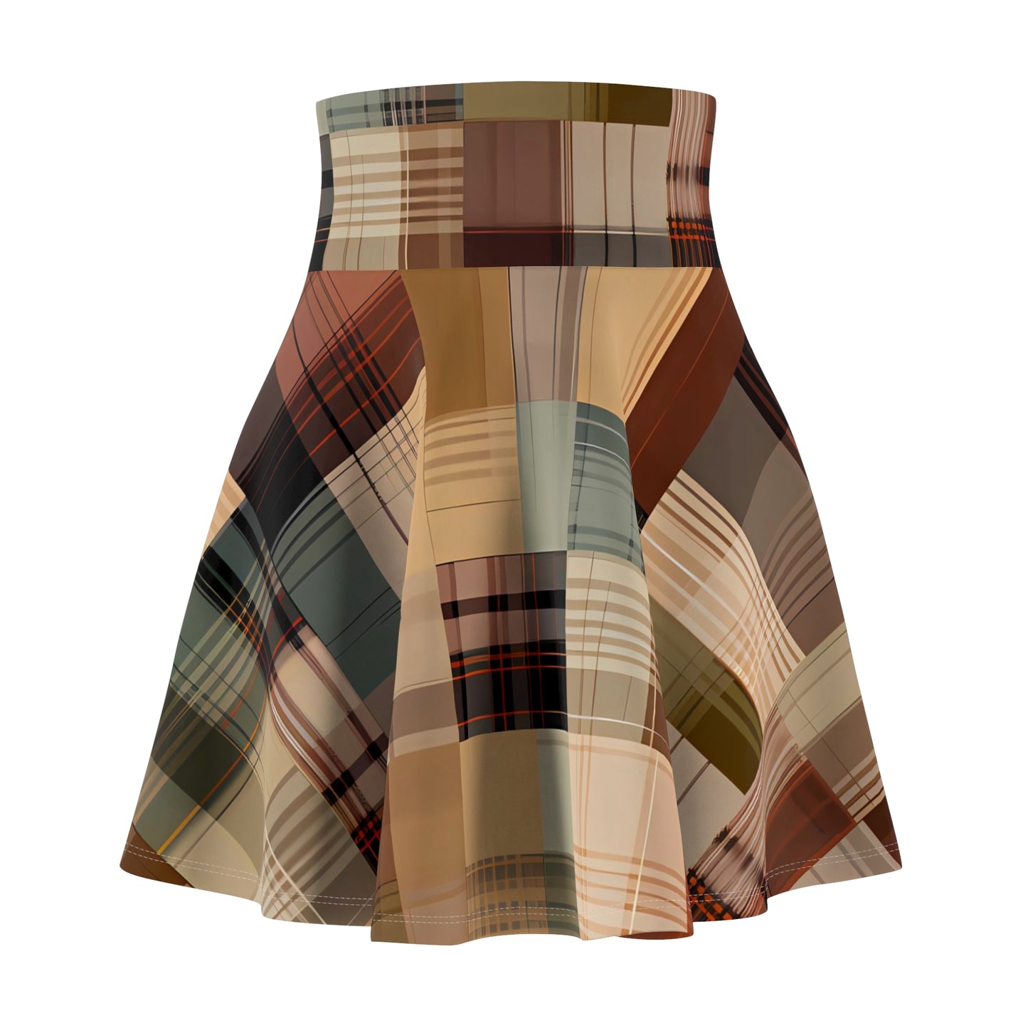 Abstract Plaid Skater Skirt