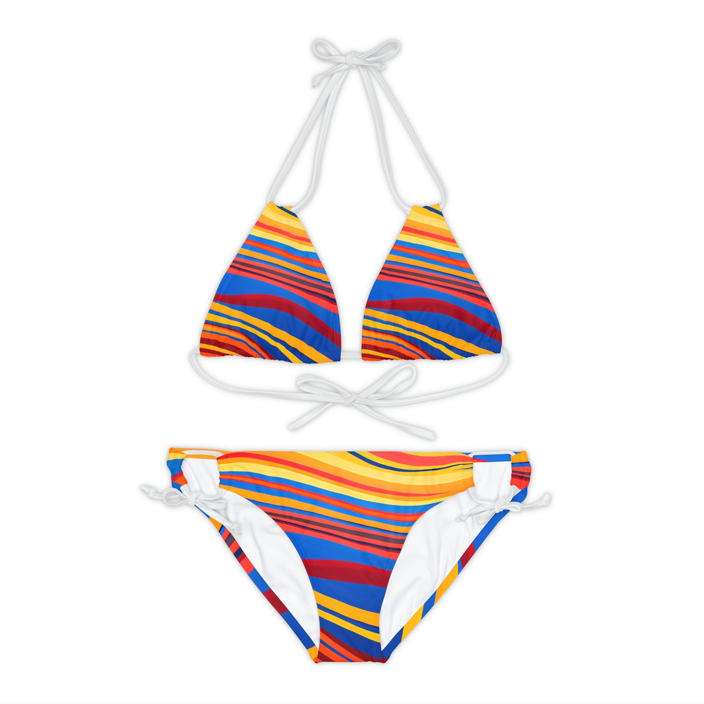 Flowy Stripes Strappy Bikini Set