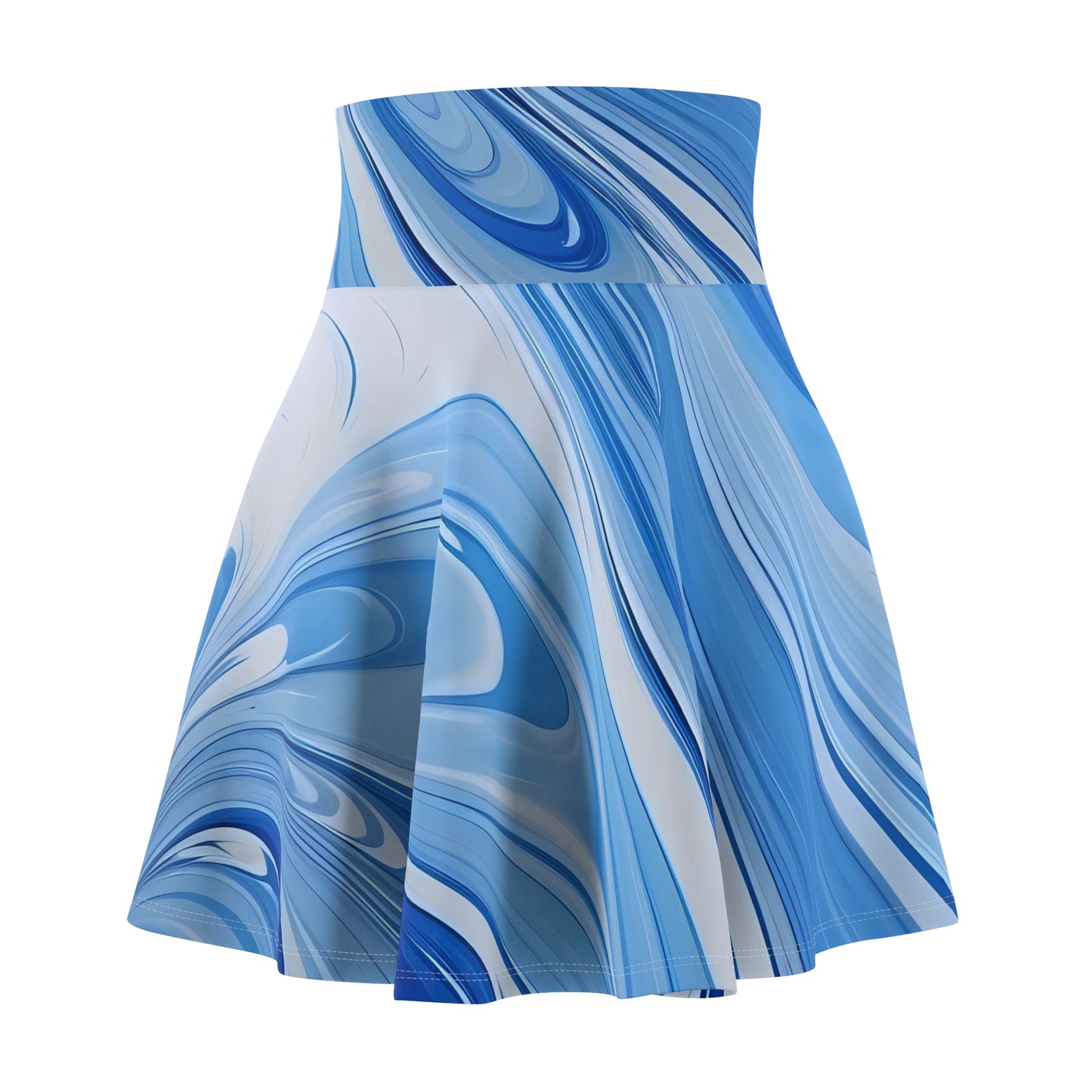Blue and White Fluid Skater Skirt