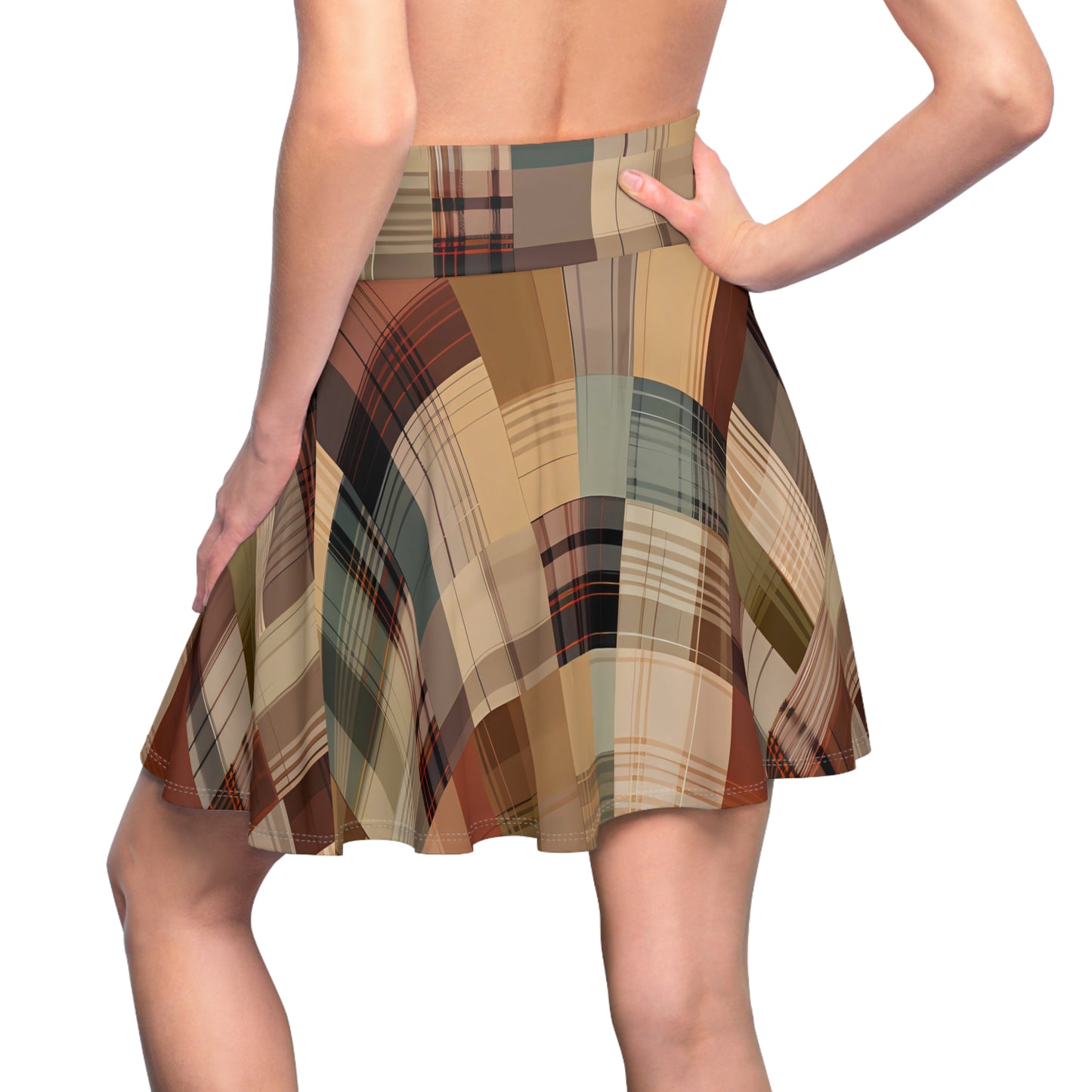Abstract Plaid Skater Skirt