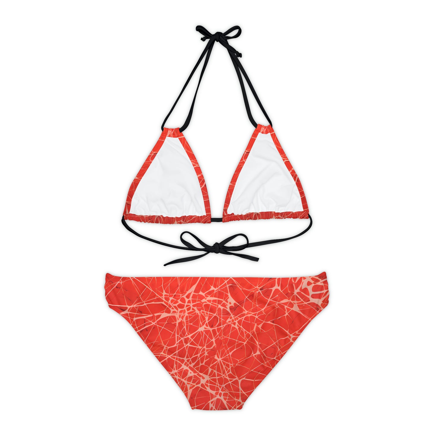 Red Fractured Strappy Bikini Set