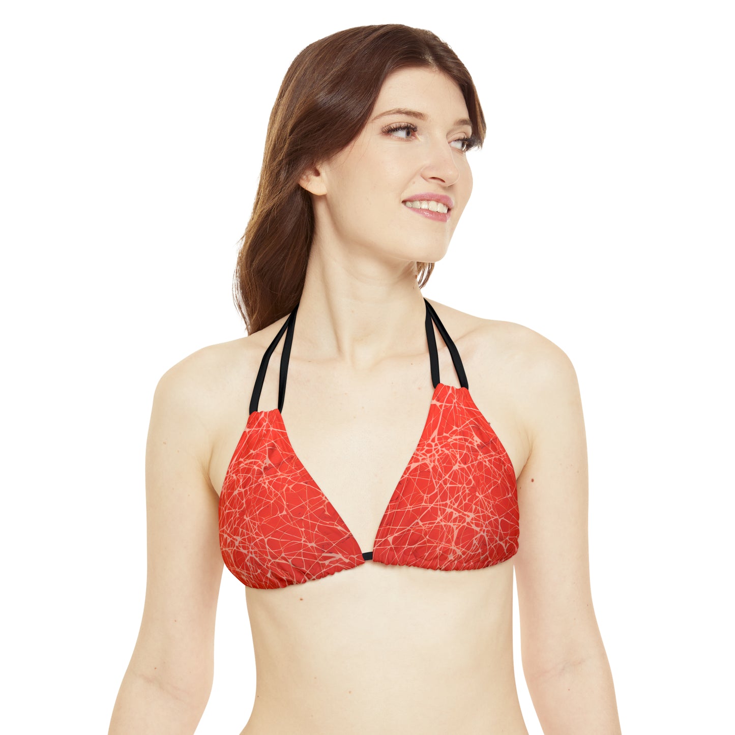 Red Fractured Strappy Bikini Set