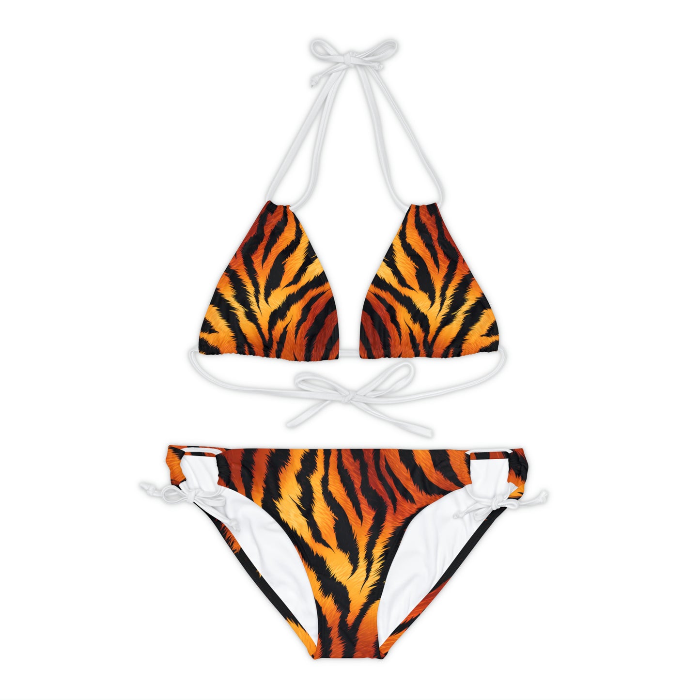 Tiger Stripes Print Strappy Bikini Set