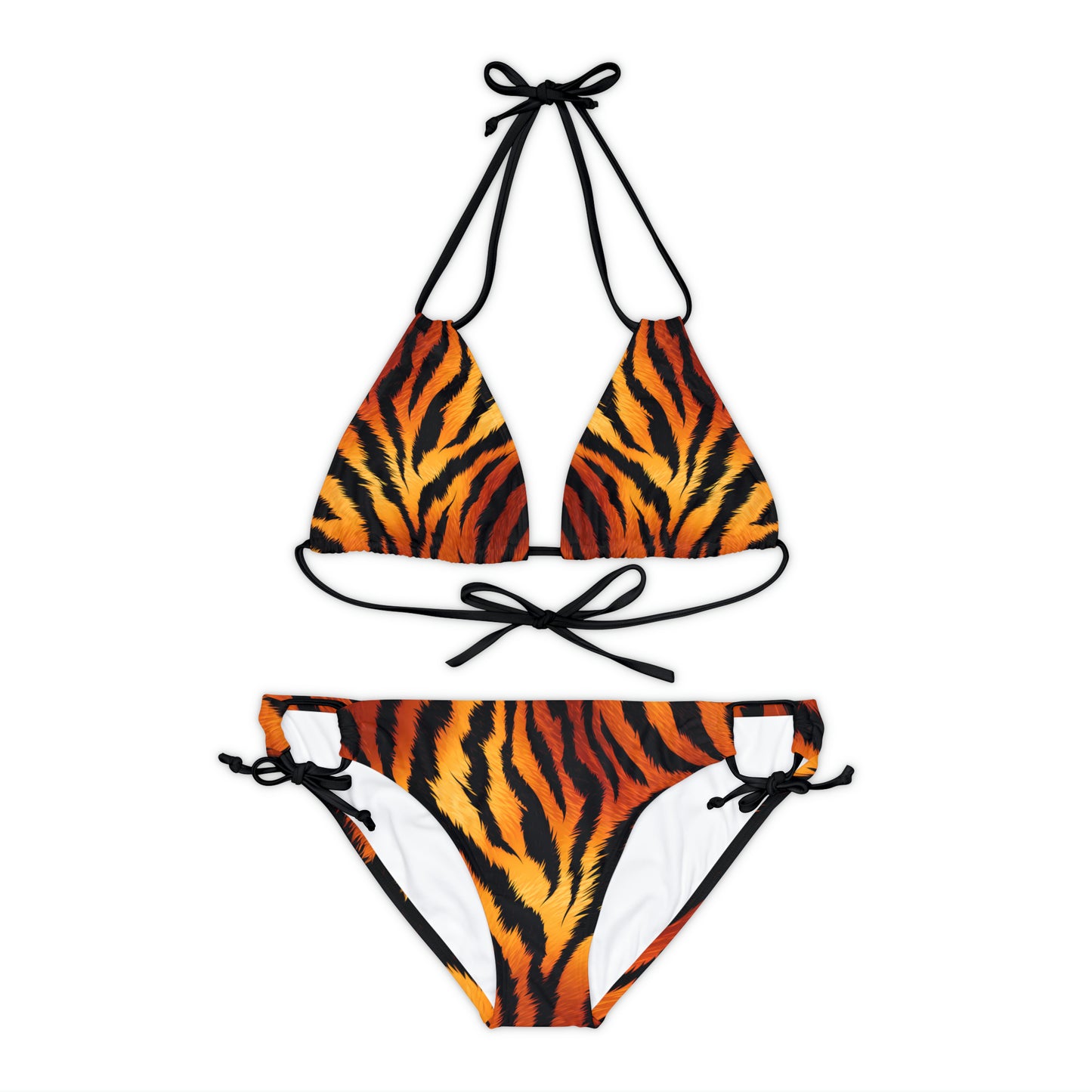 Tiger Stripes Print Strappy Bikini Set