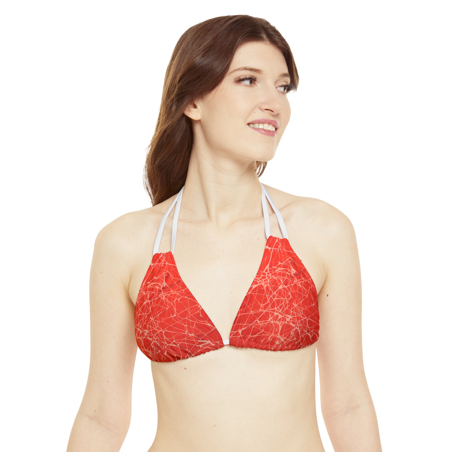 Red Fractured Strappy Bikini Set