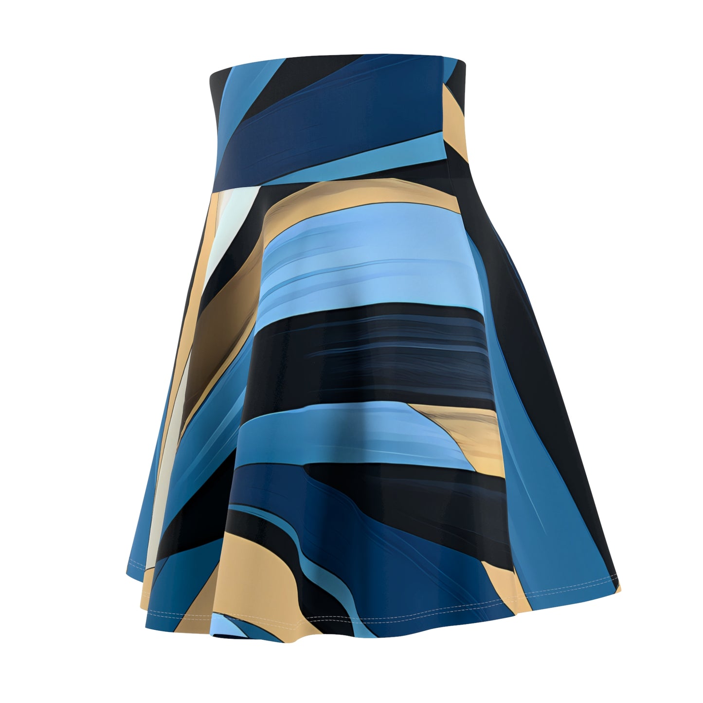 Blue, Black and Gold Skater Skirt