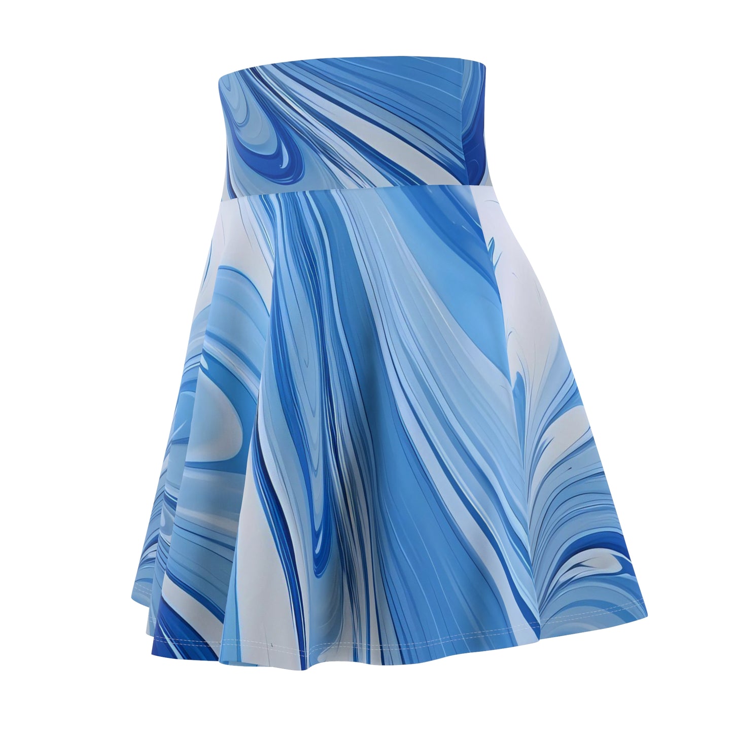 Blue and White Fluid Skater Skirt