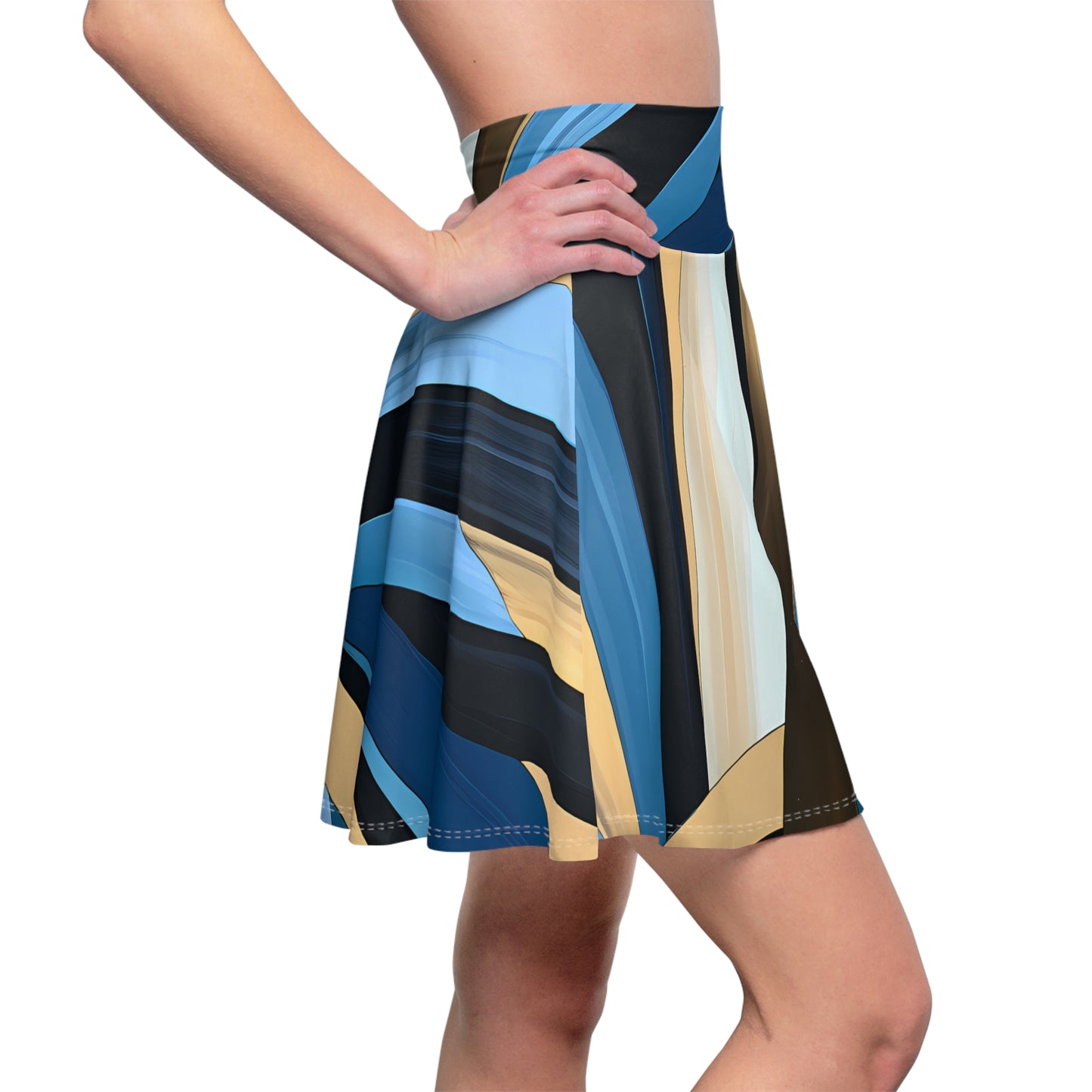 Blue, Black and Gold Skater Skirt