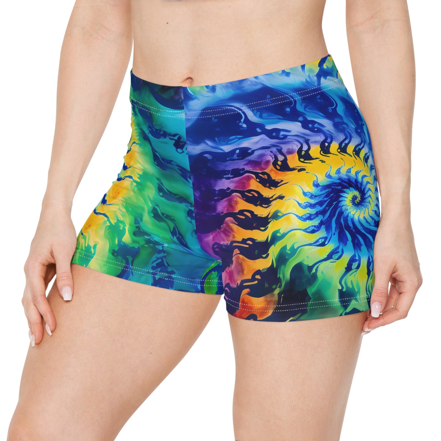 Tie-Dye Print Womens Workout Shorts