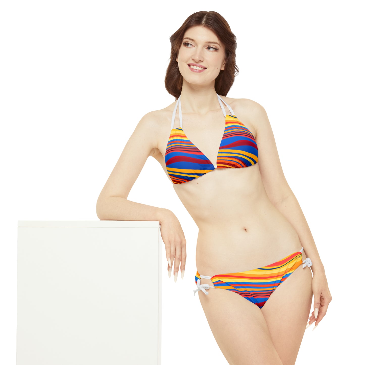 Flowy Stripes Strappy Bikini Set