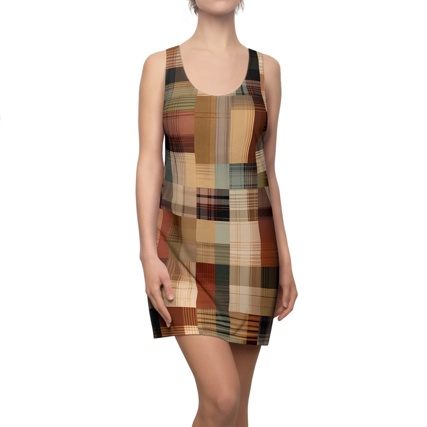 Abstract Plaid Racerback Dress