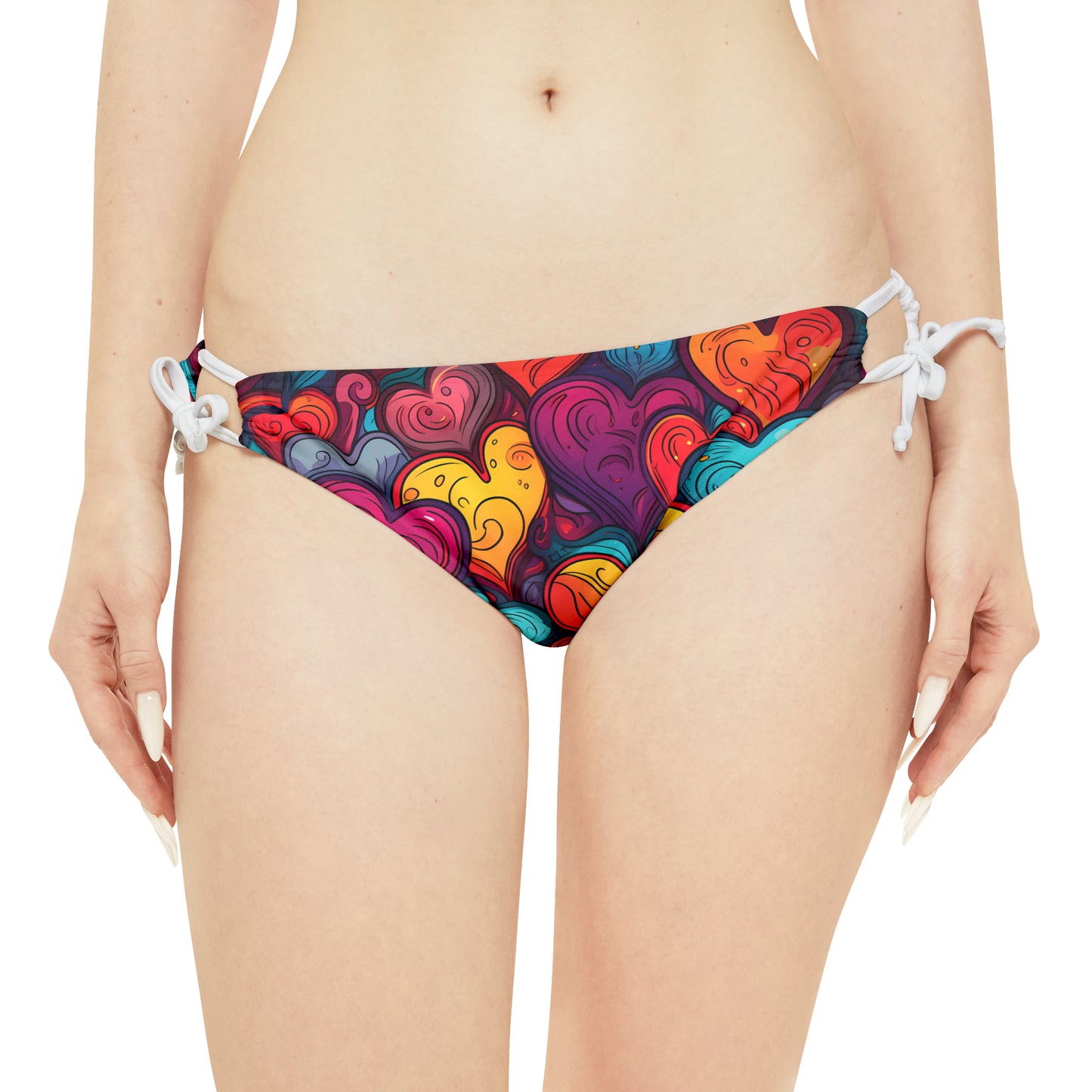Colorful Hearts Strappy Bikini Set
