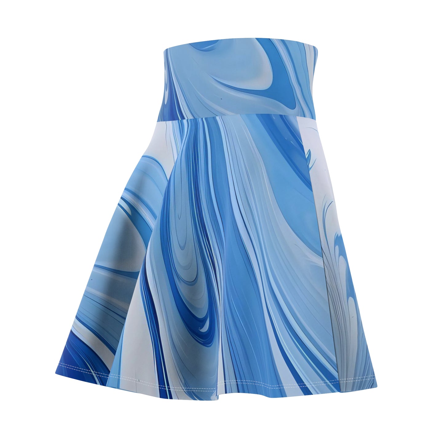 Blue and White Fluid Skater Skirt