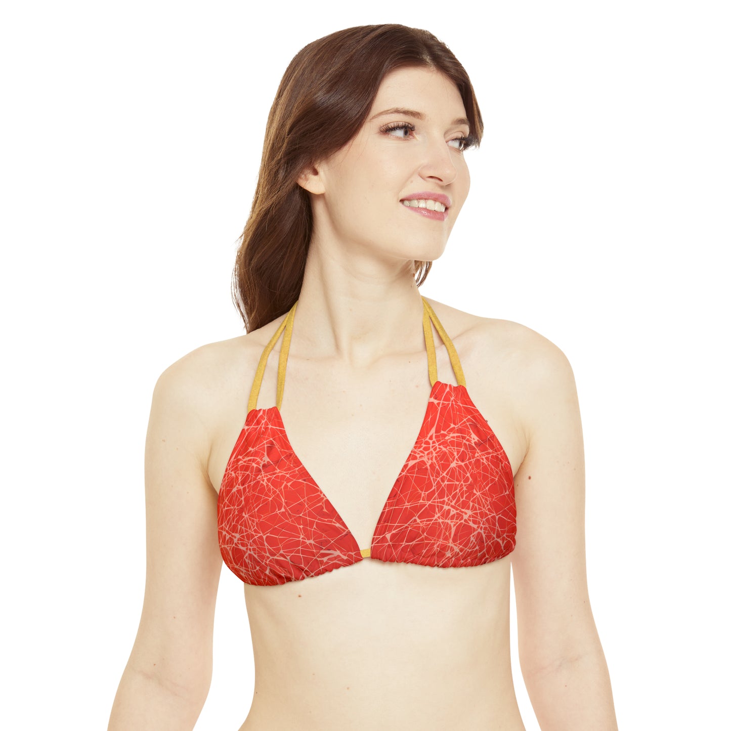 Red Fractured Strappy Bikini Set