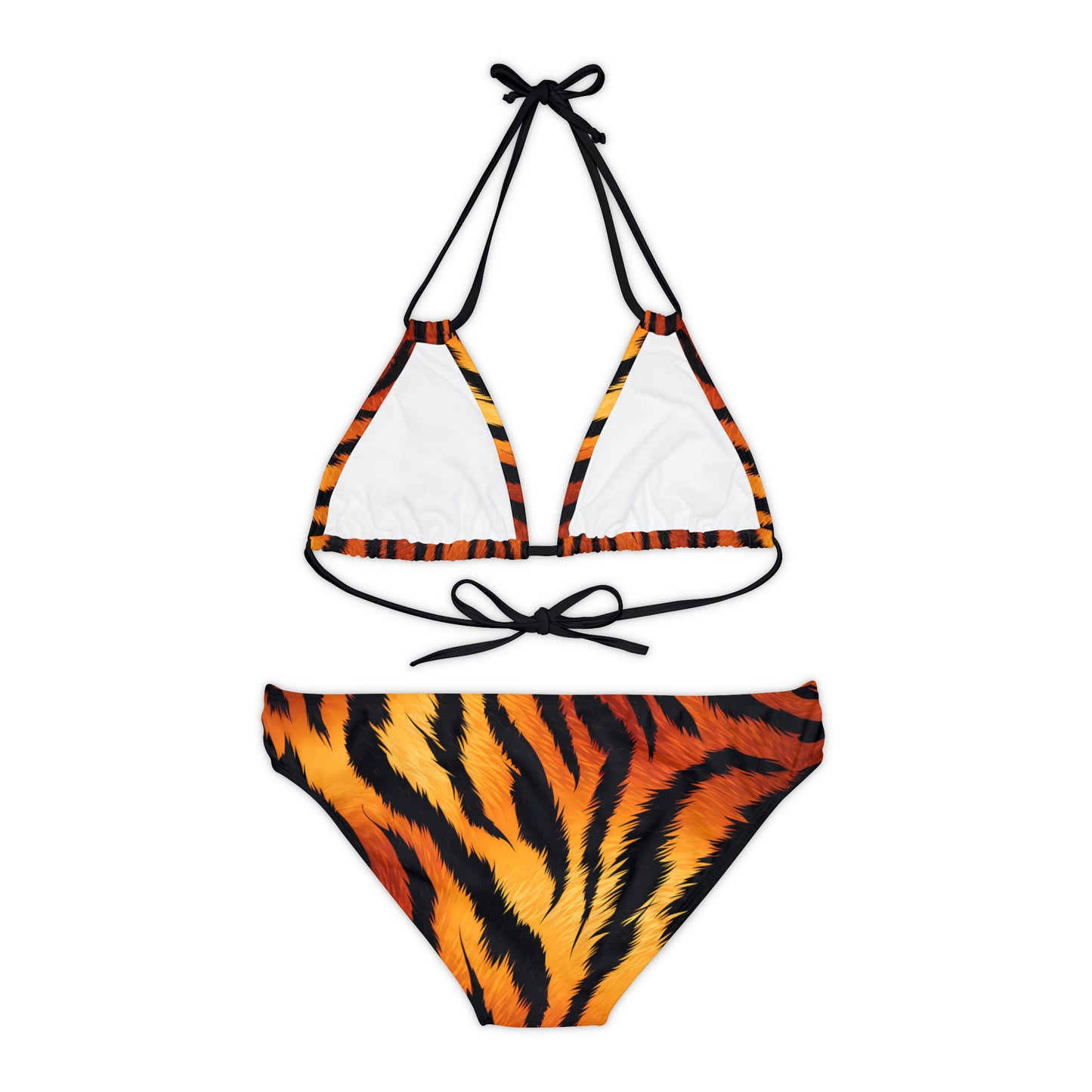 Tiger Stripes Print Strappy Bikini Set