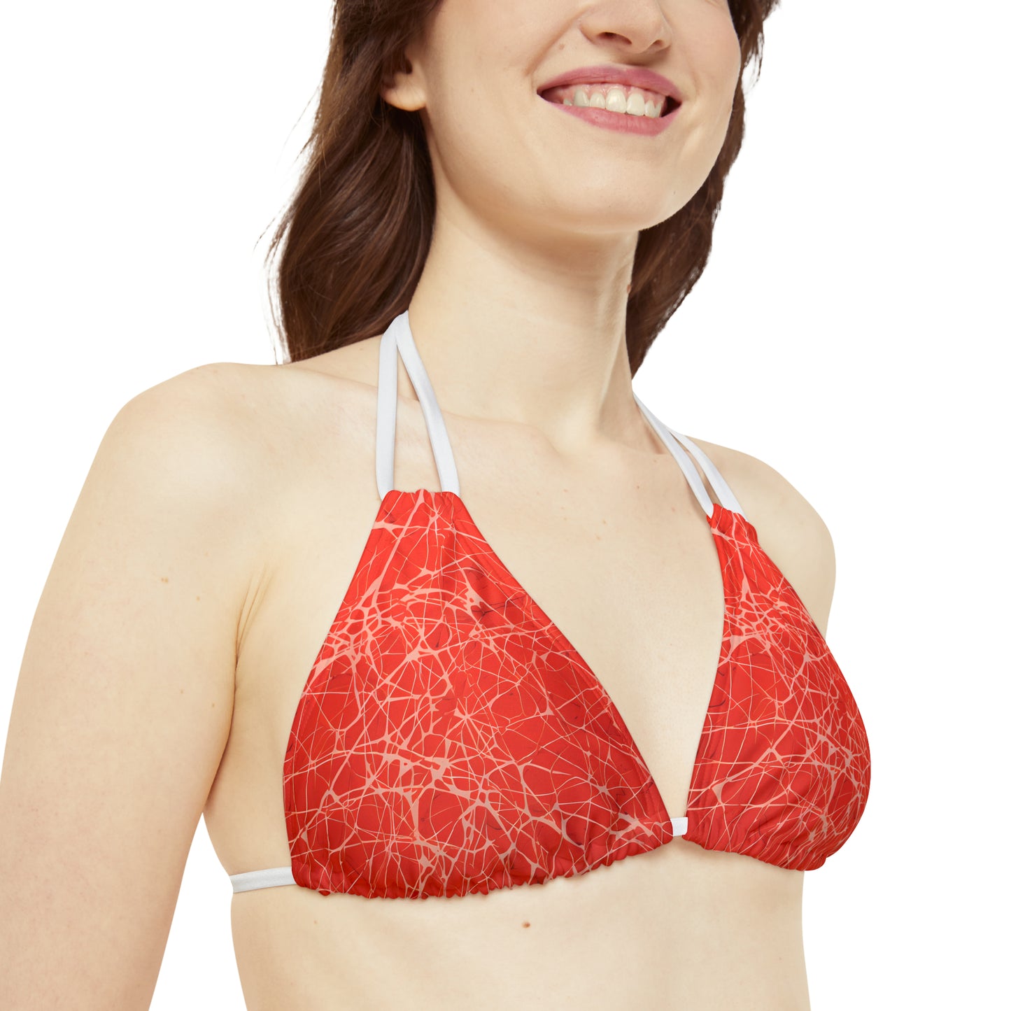 Red Fractured Strappy Bikini Set