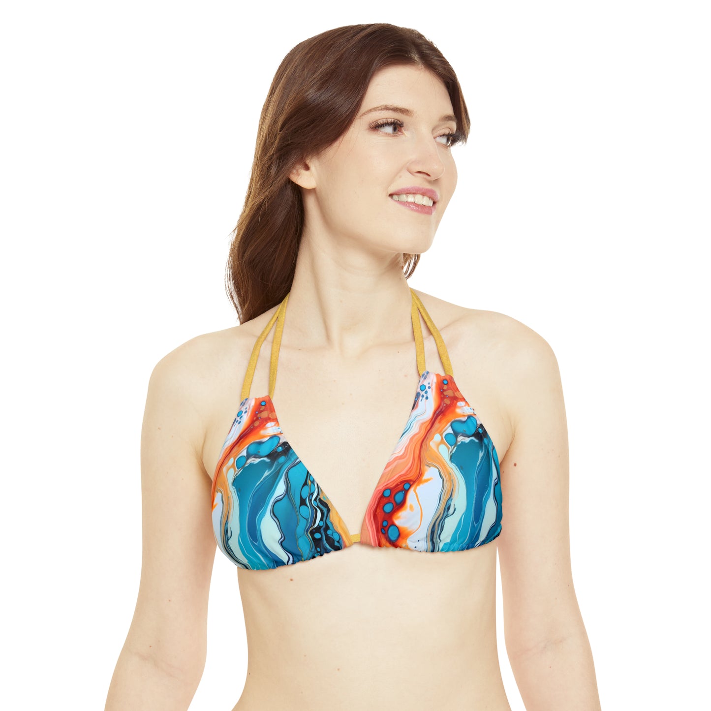 Blue, Red & Orange Strappy Bikini Set