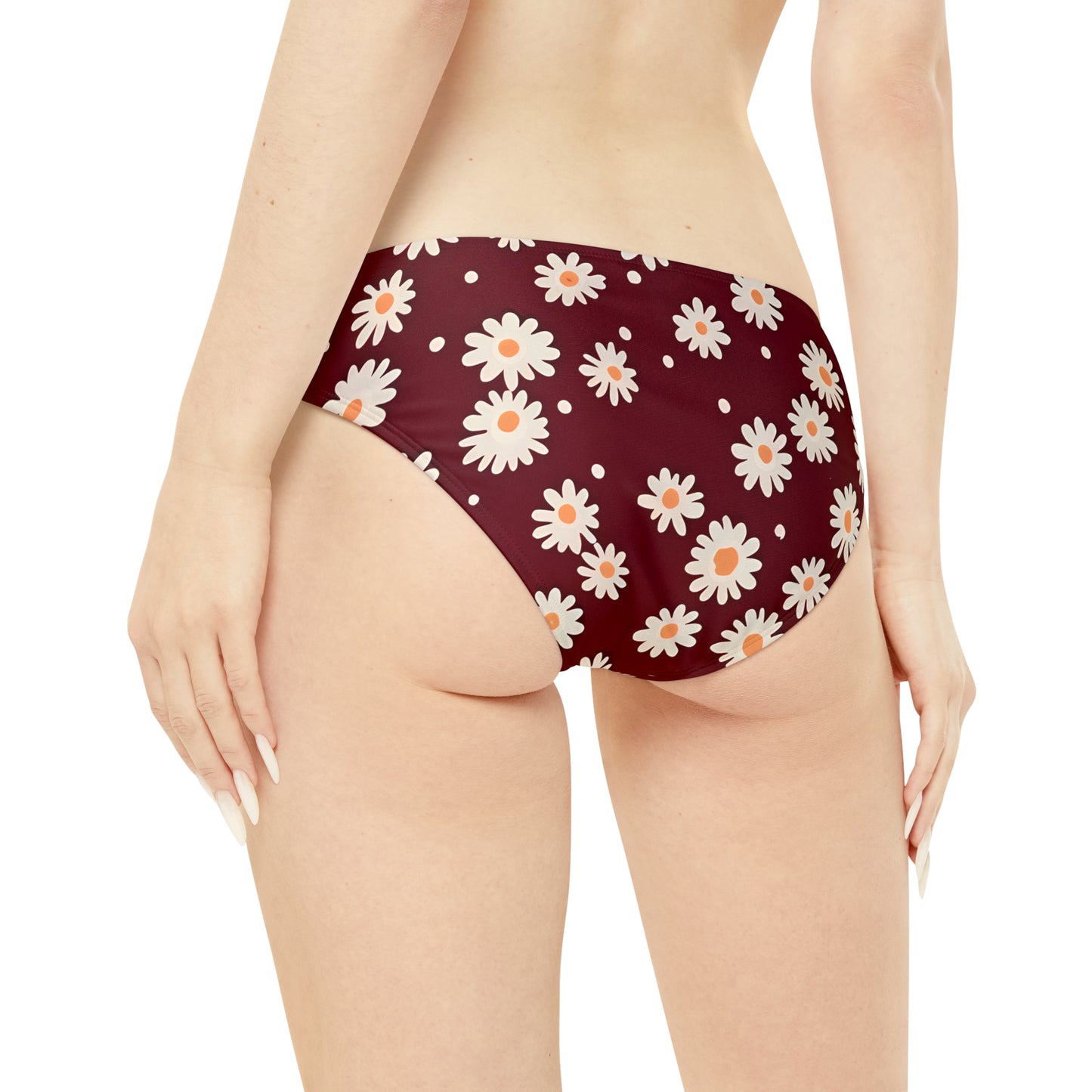 Maroon with Daisies Strappy Bikini Set