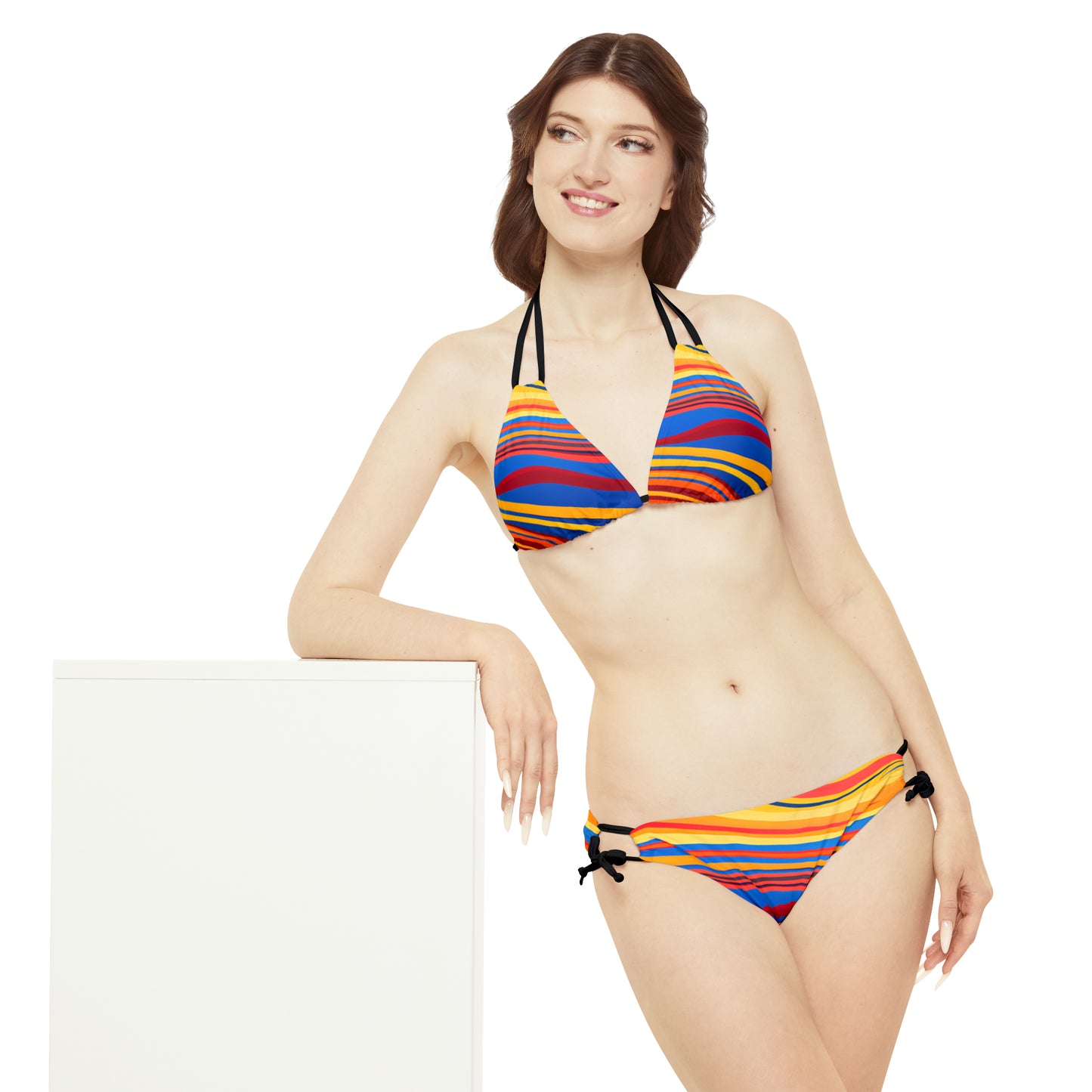Flowy Stripes Strappy Bikini Set
