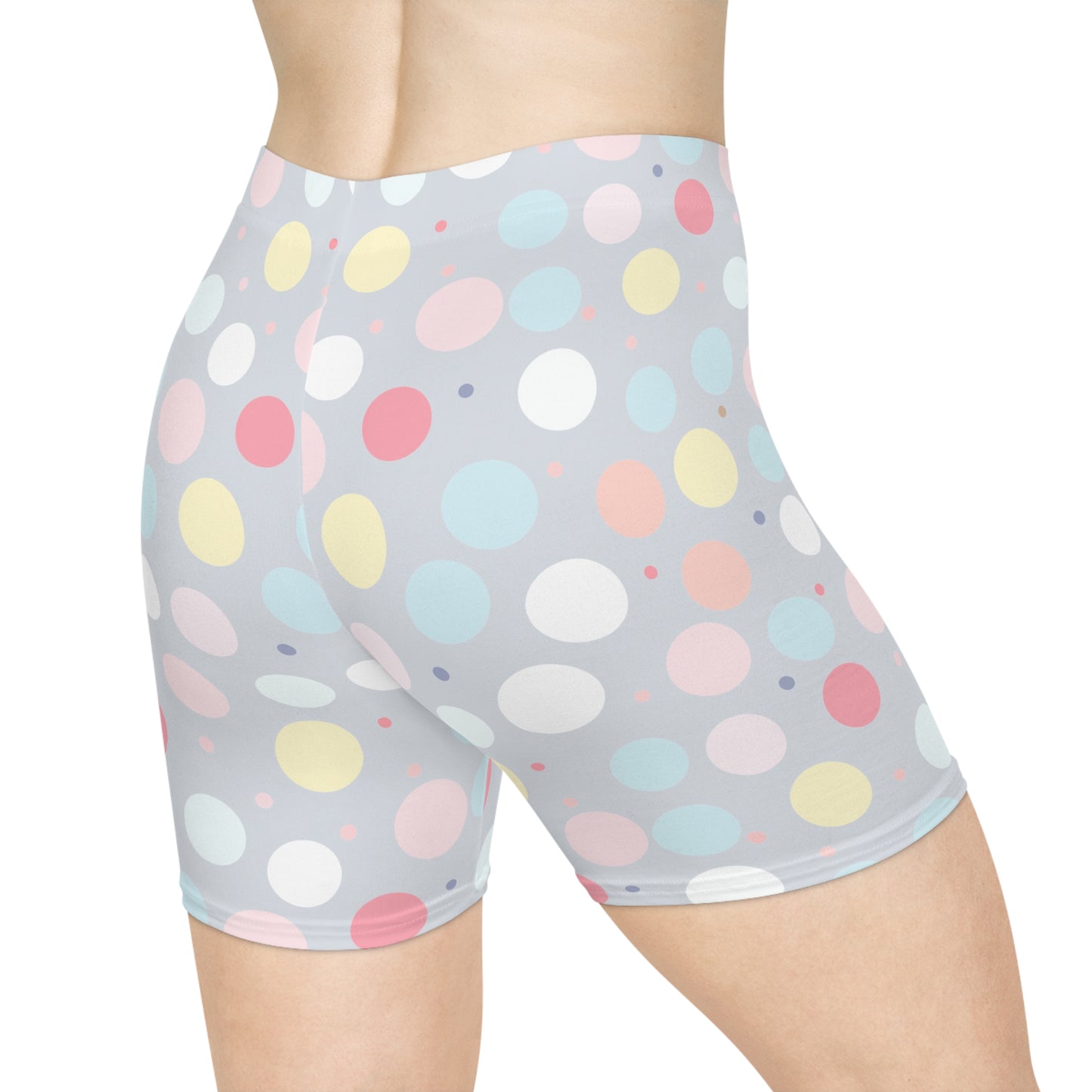 Pastel Polka Womens Biker Shorts