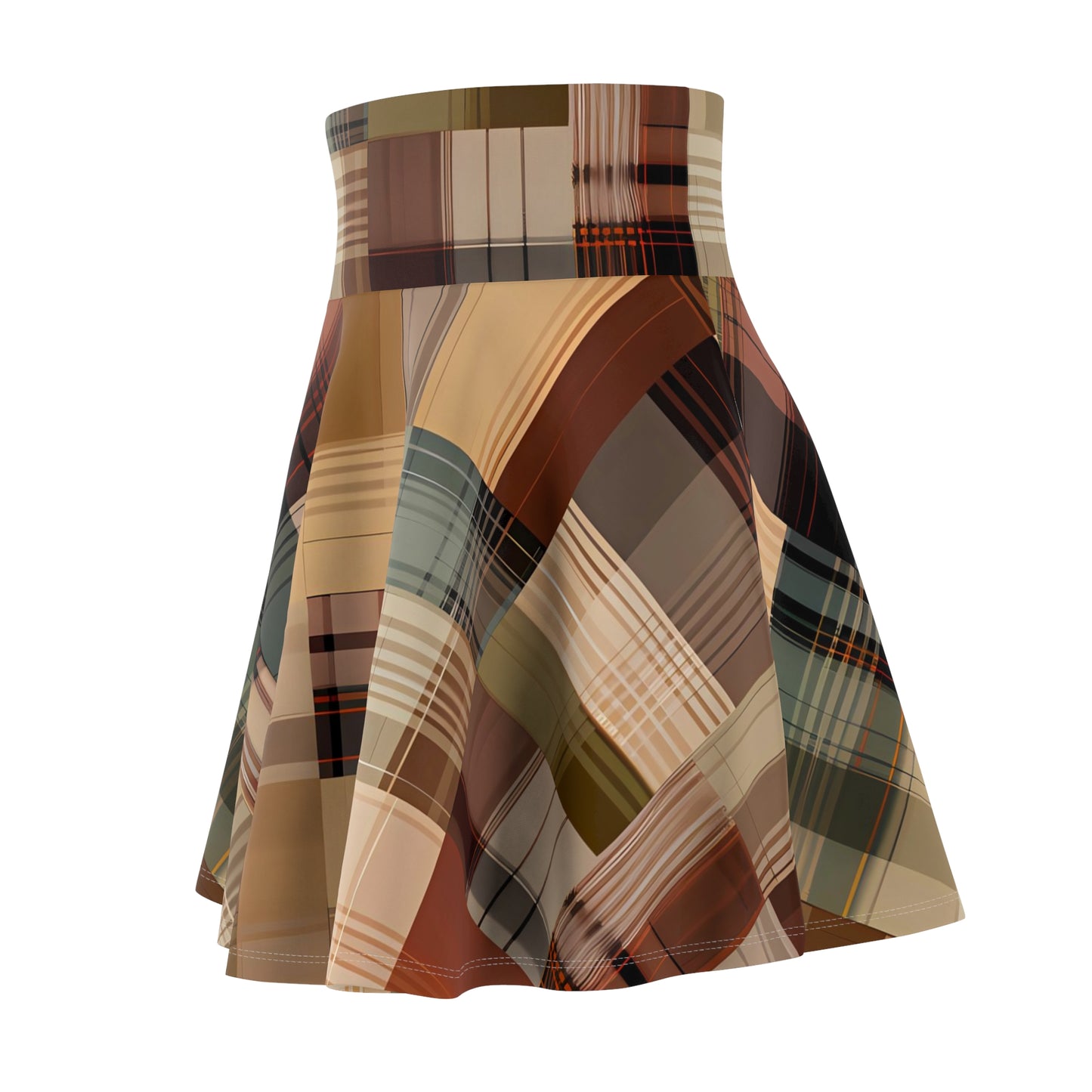 Abstract Plaid Skater Skirt