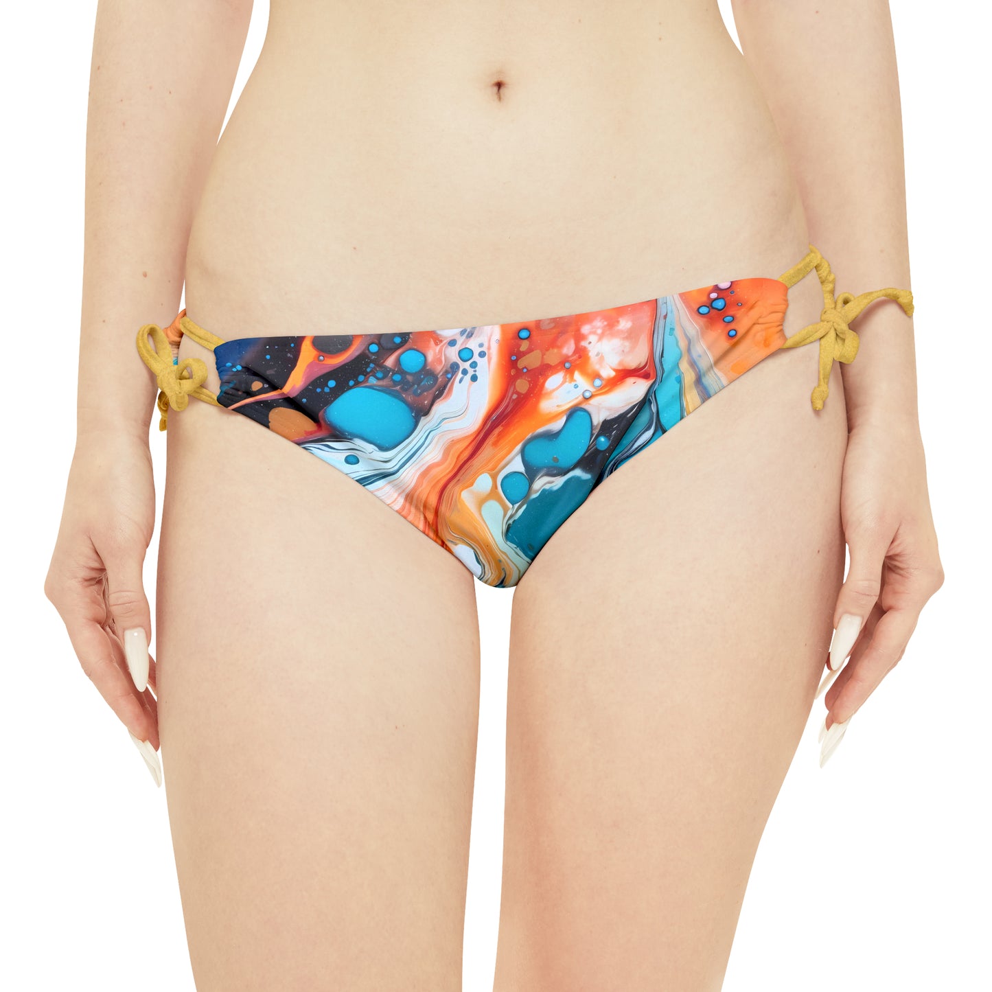 Blue, Red & Orange Strappy Bikini Set