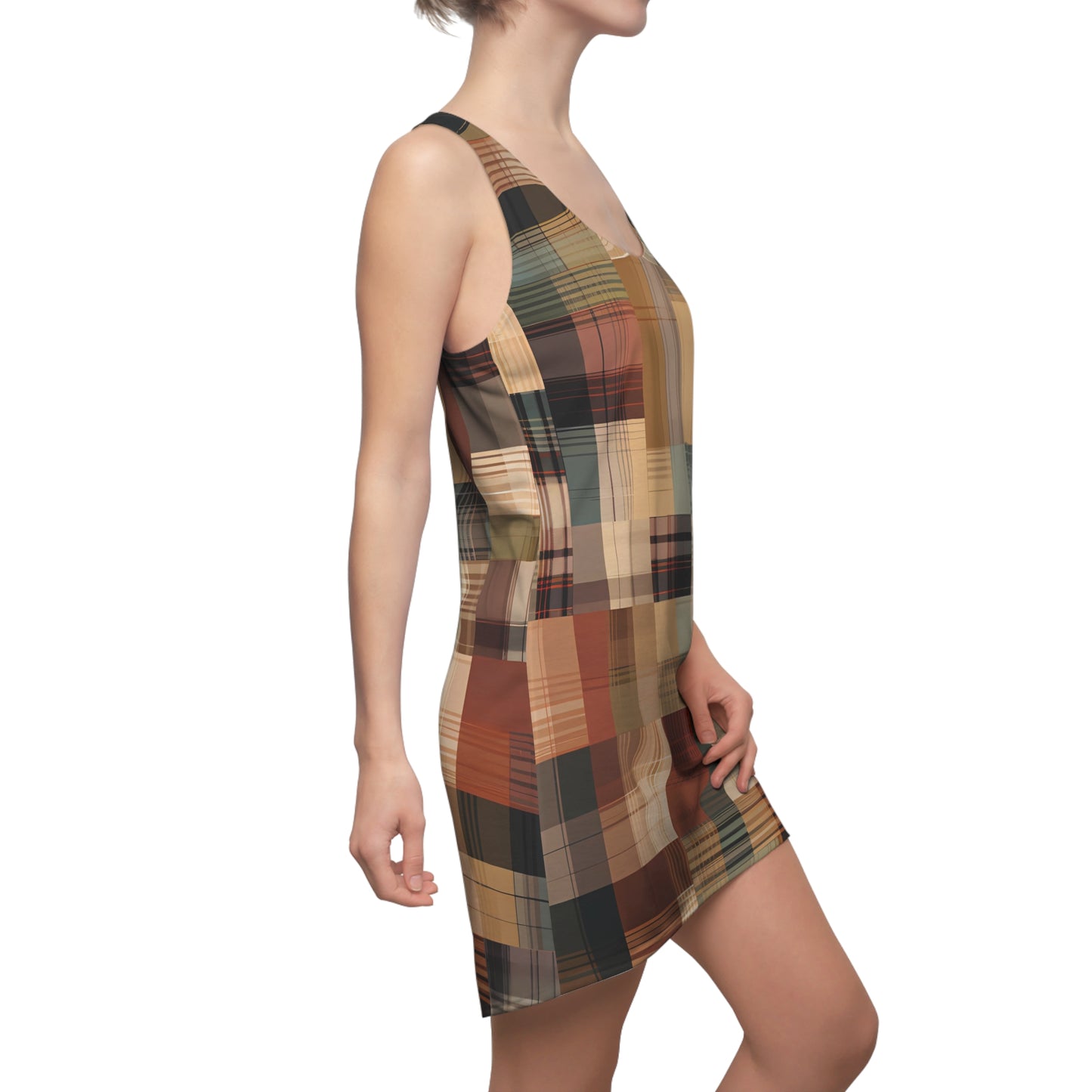 Abstract Plaid Racerback Dress