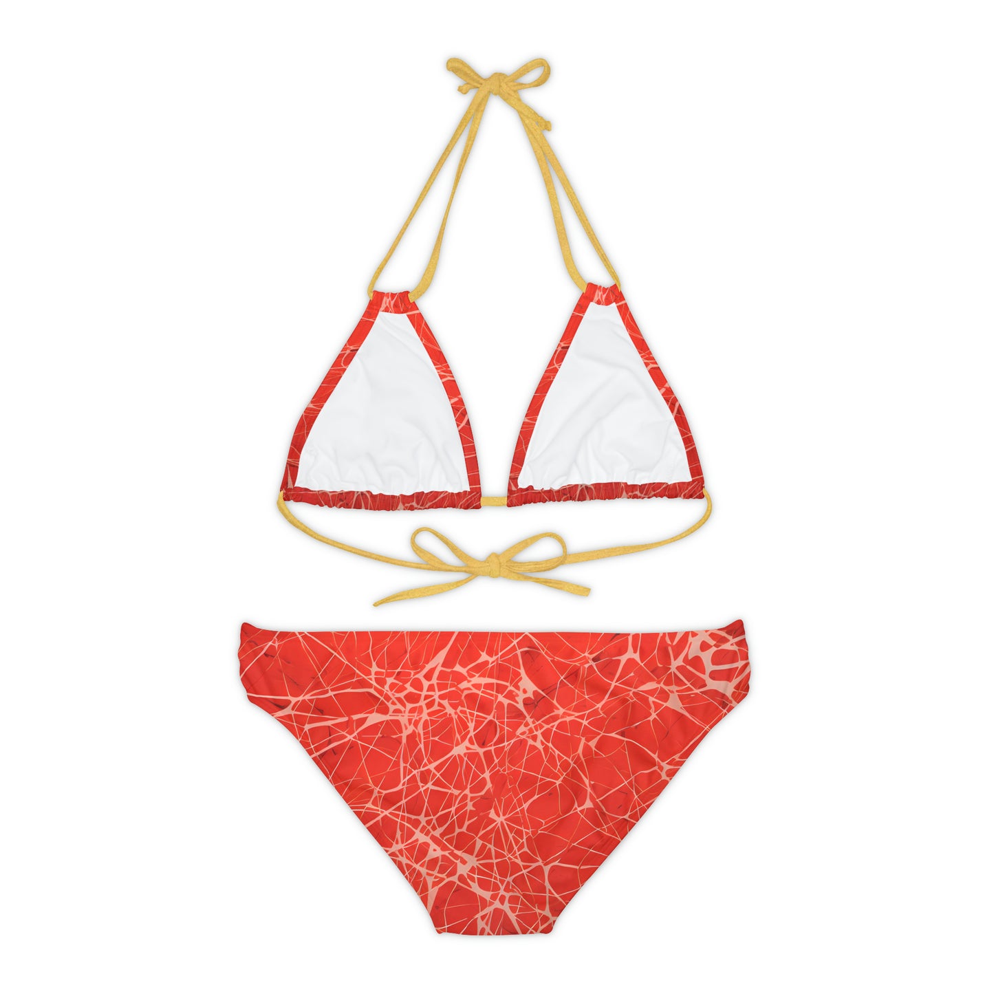 Red Fractured Strappy Bikini Set