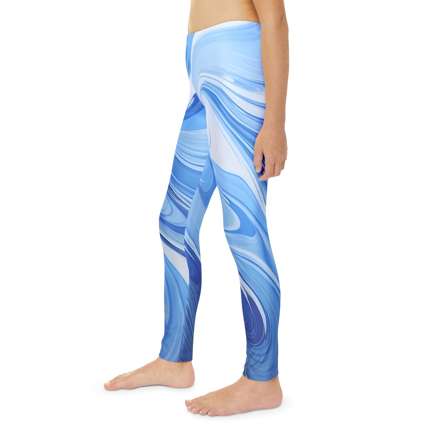 Blue and White Fluid Girls Leggings