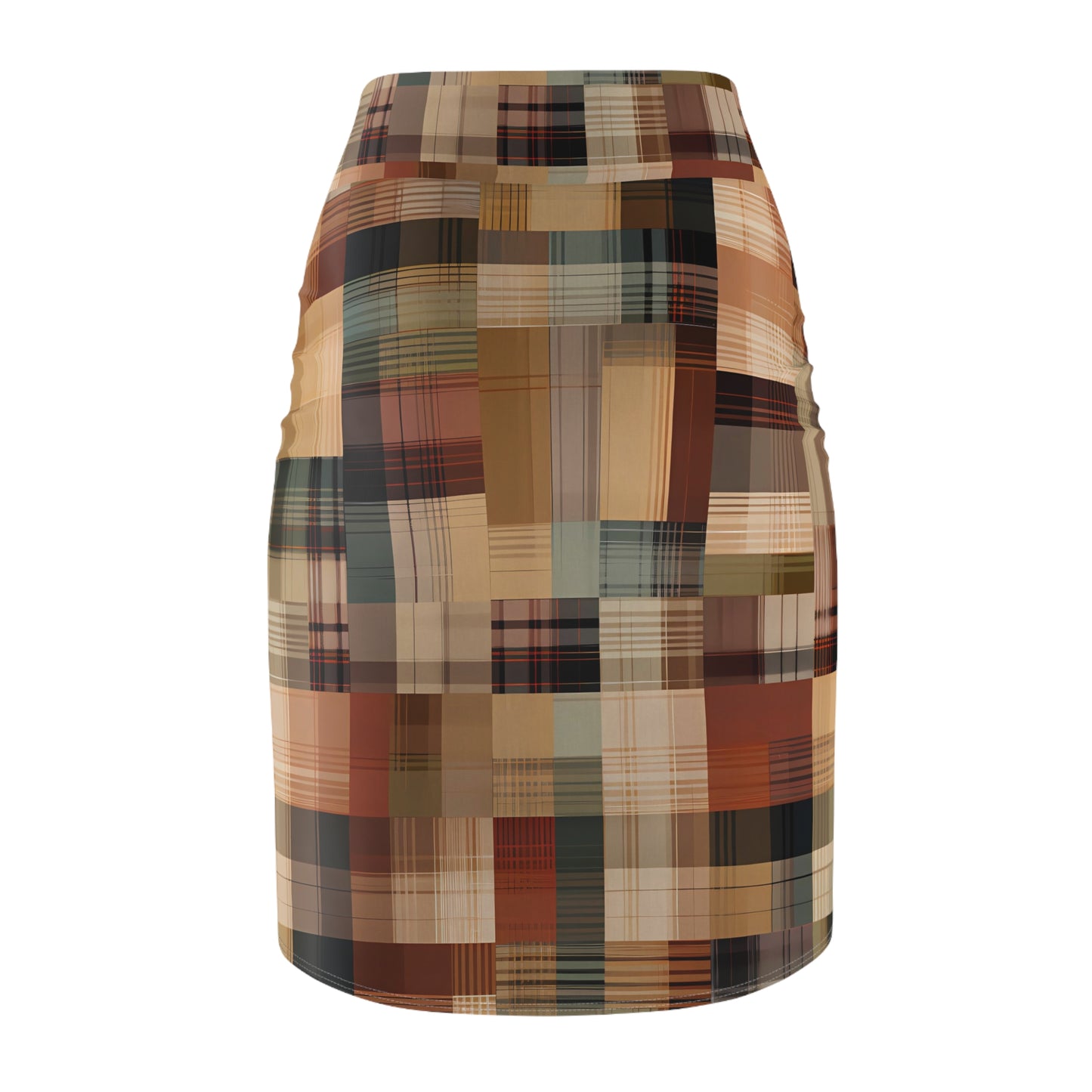 Abstract Plaid Pencil Skirt