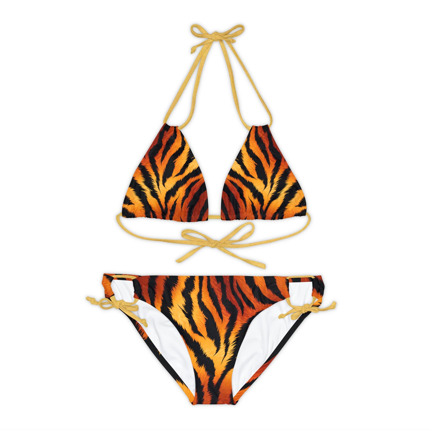 Tiger Stripes Print Strappy Bikini Set