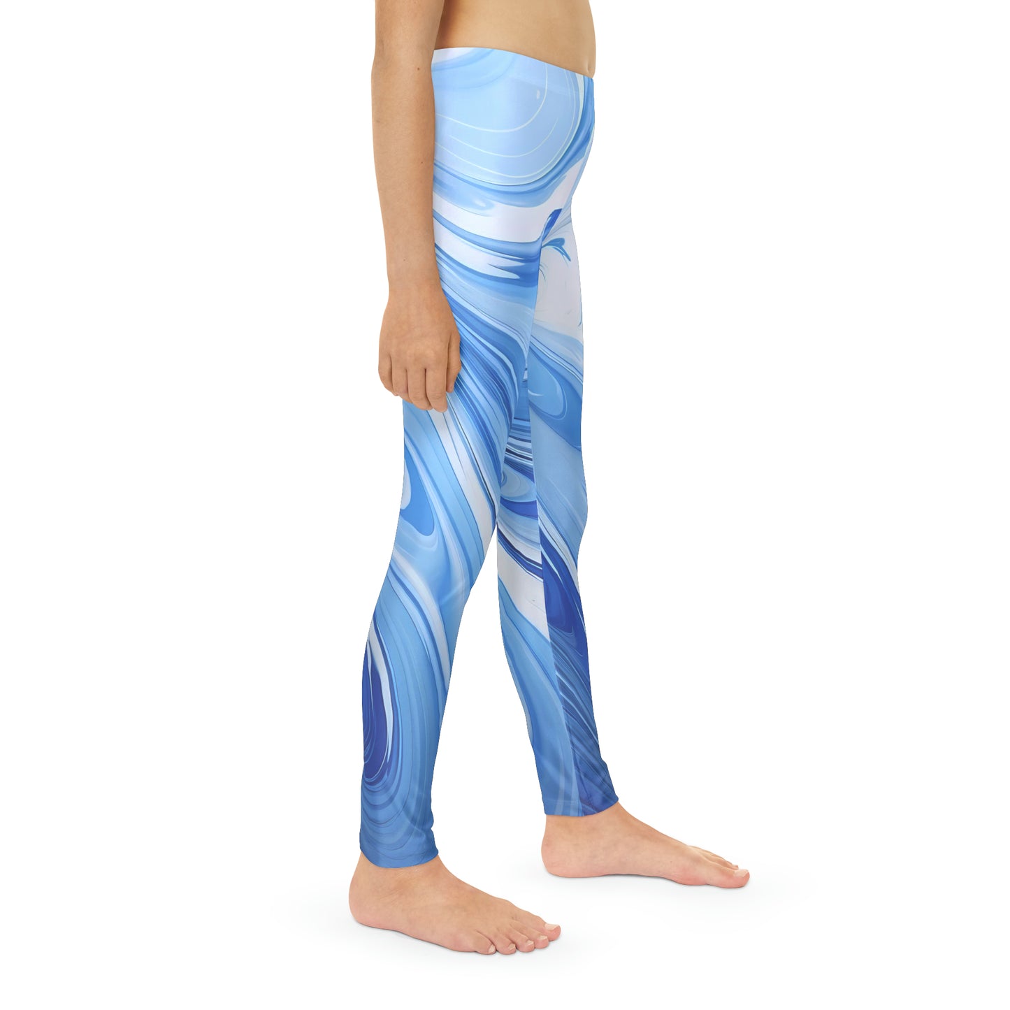Blue and White Fluid Girls Leggings