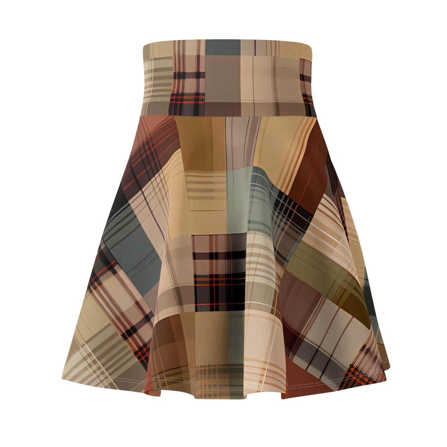 Abstract Plaid Skater Skirt