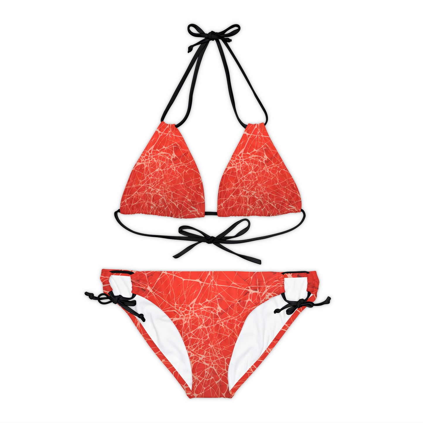 Red Fractured Strappy Bikini Set
