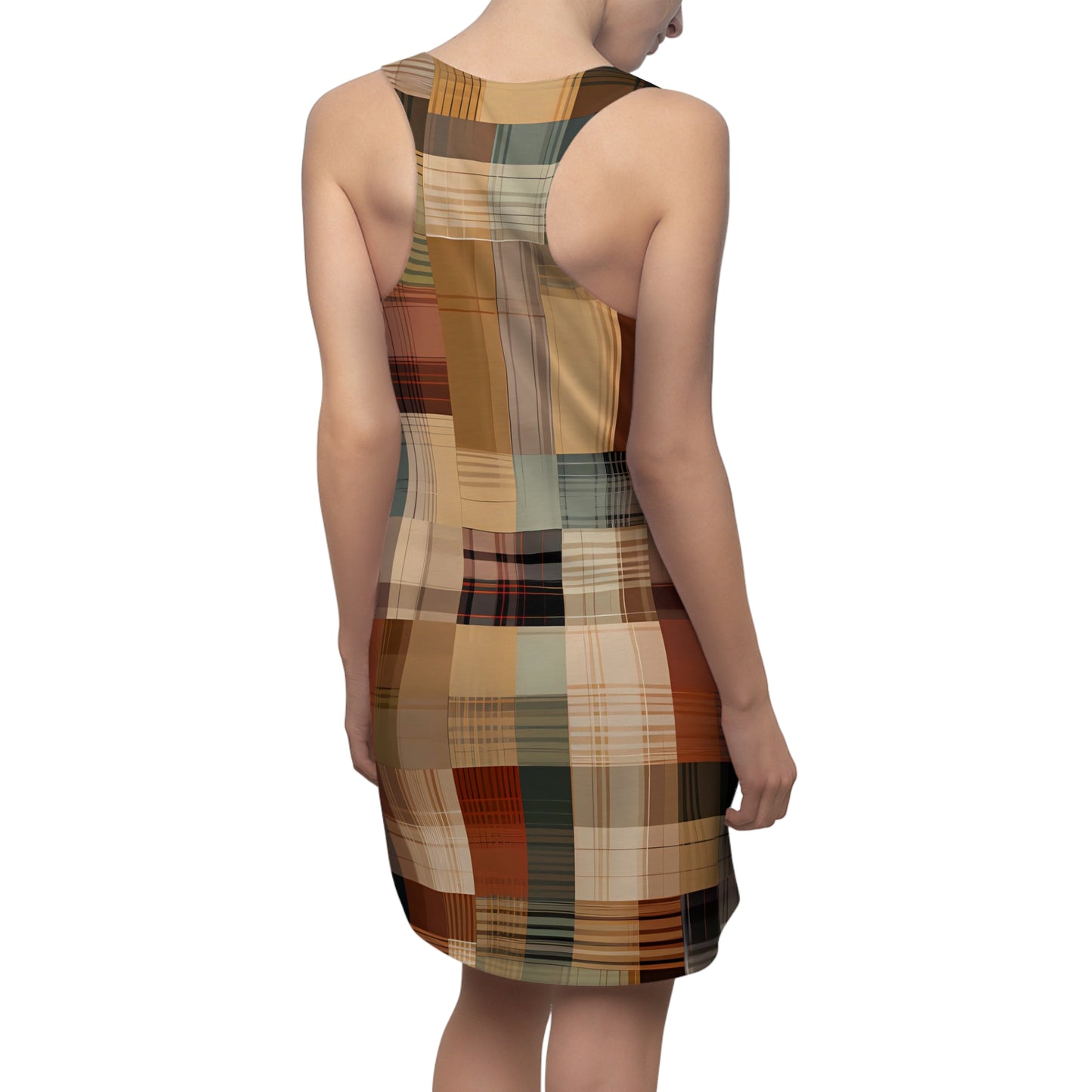 Abstract Plaid Racerback Dress
