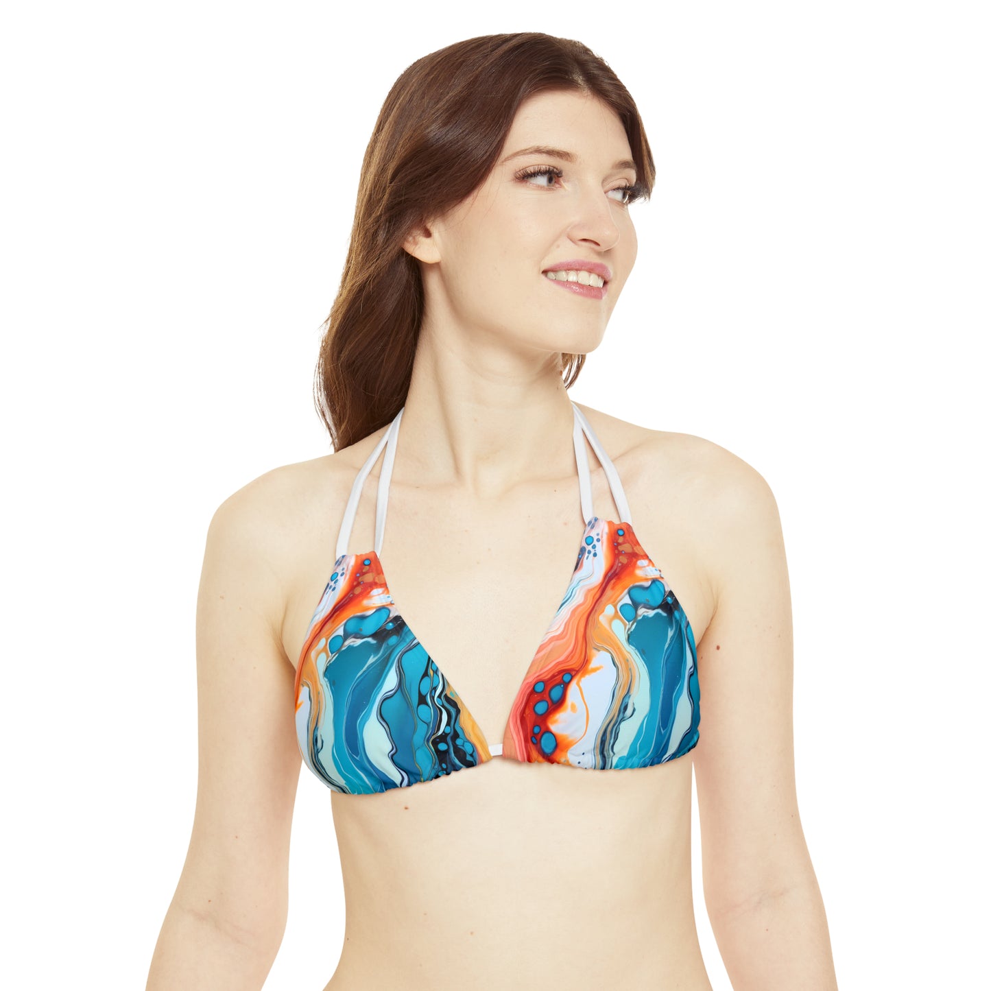 Blue, Red & Orange Strappy Bikini Set