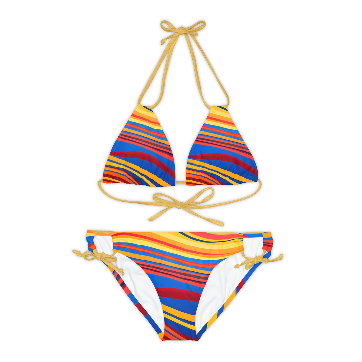 Flowy Stripes Strappy Bikini Set
