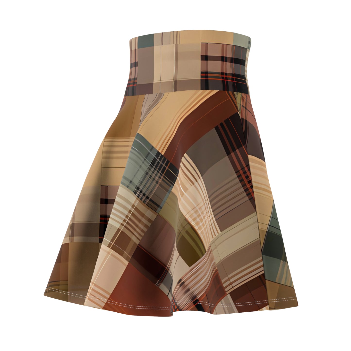 Abstract Plaid Skater Skirt