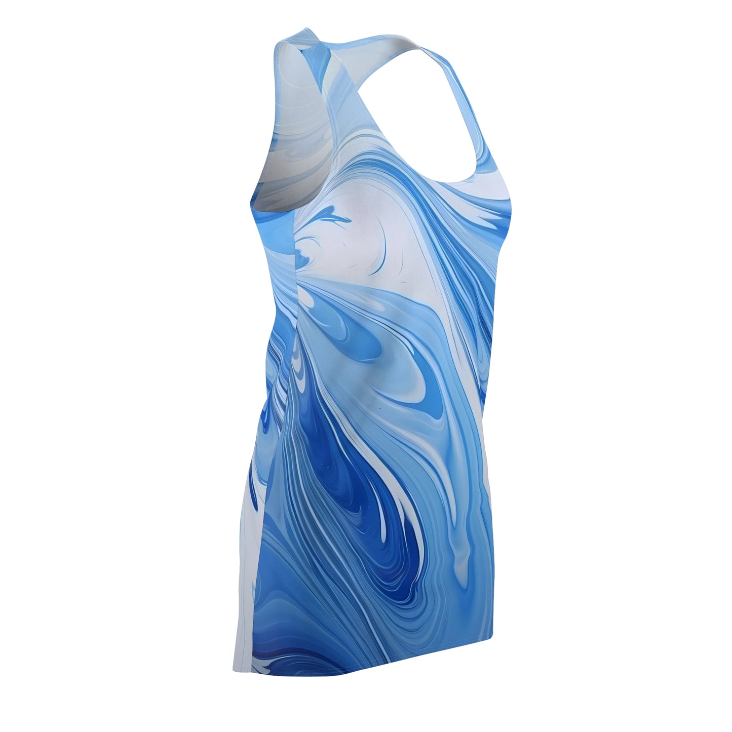 Blue and White Fluid Racerback Dress