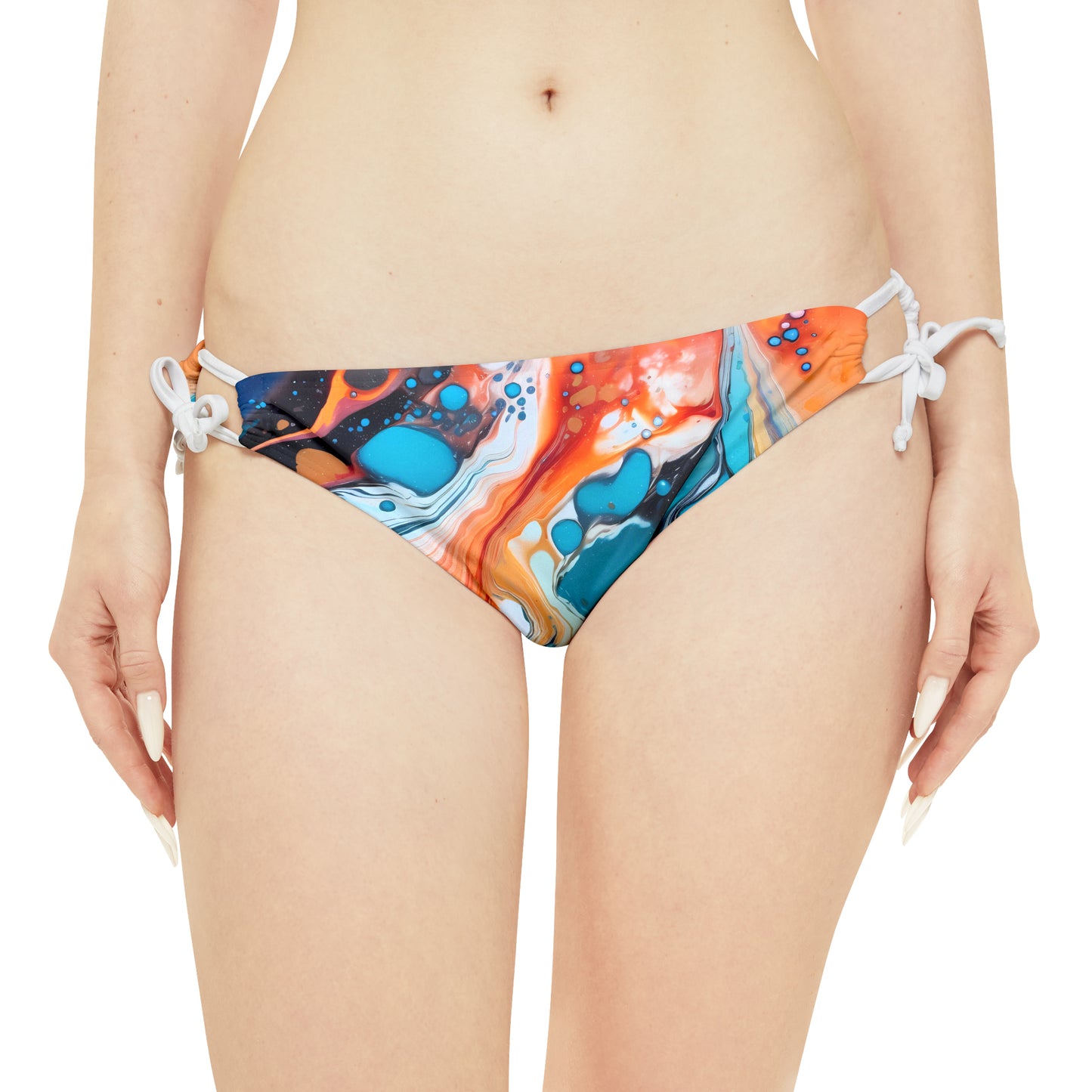 Blue, Red & Orange Strappy Bikini Set