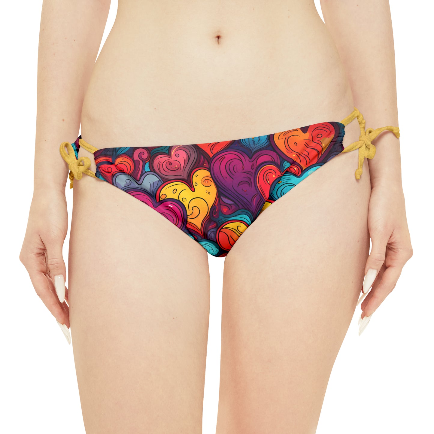 Colorful Hearts Strappy Bikini Set