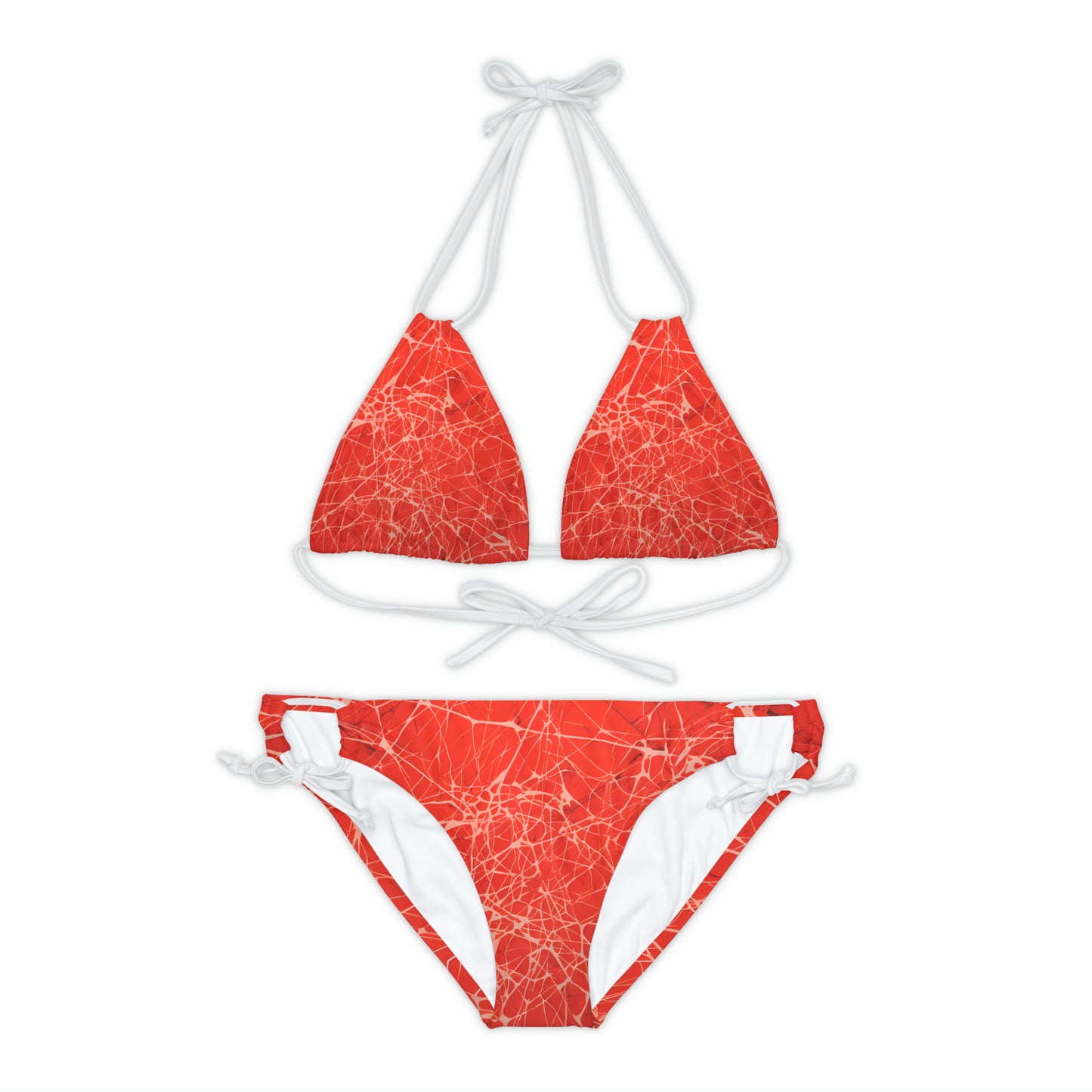 Red Fractured Strappy Bikini Set