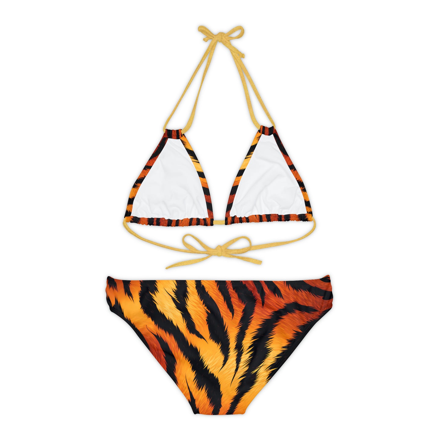 Tiger Stripes Print Strappy Bikini Set